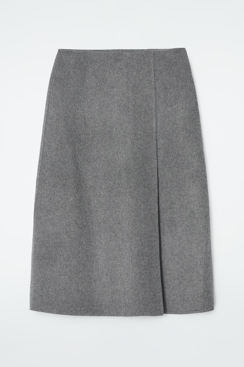 Double-Faced Wool Midi Skirt