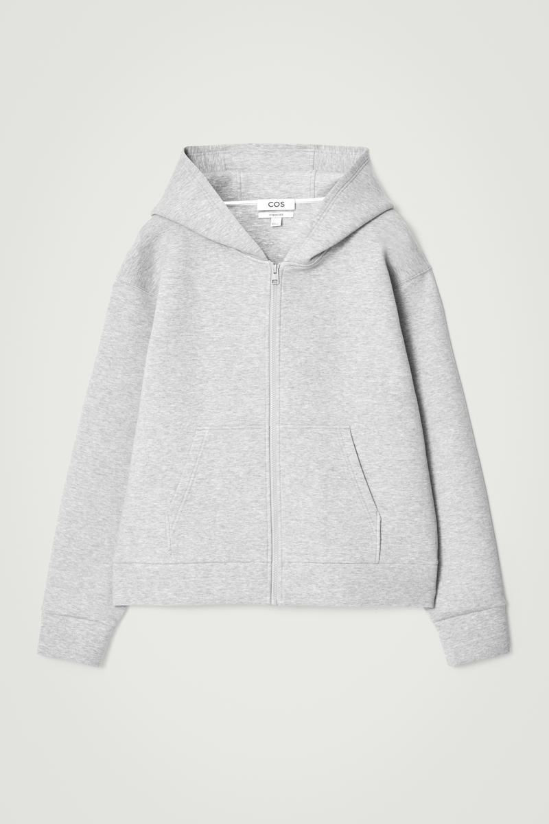 Oversized Scuba-Jersey Zip-Up Hoodie