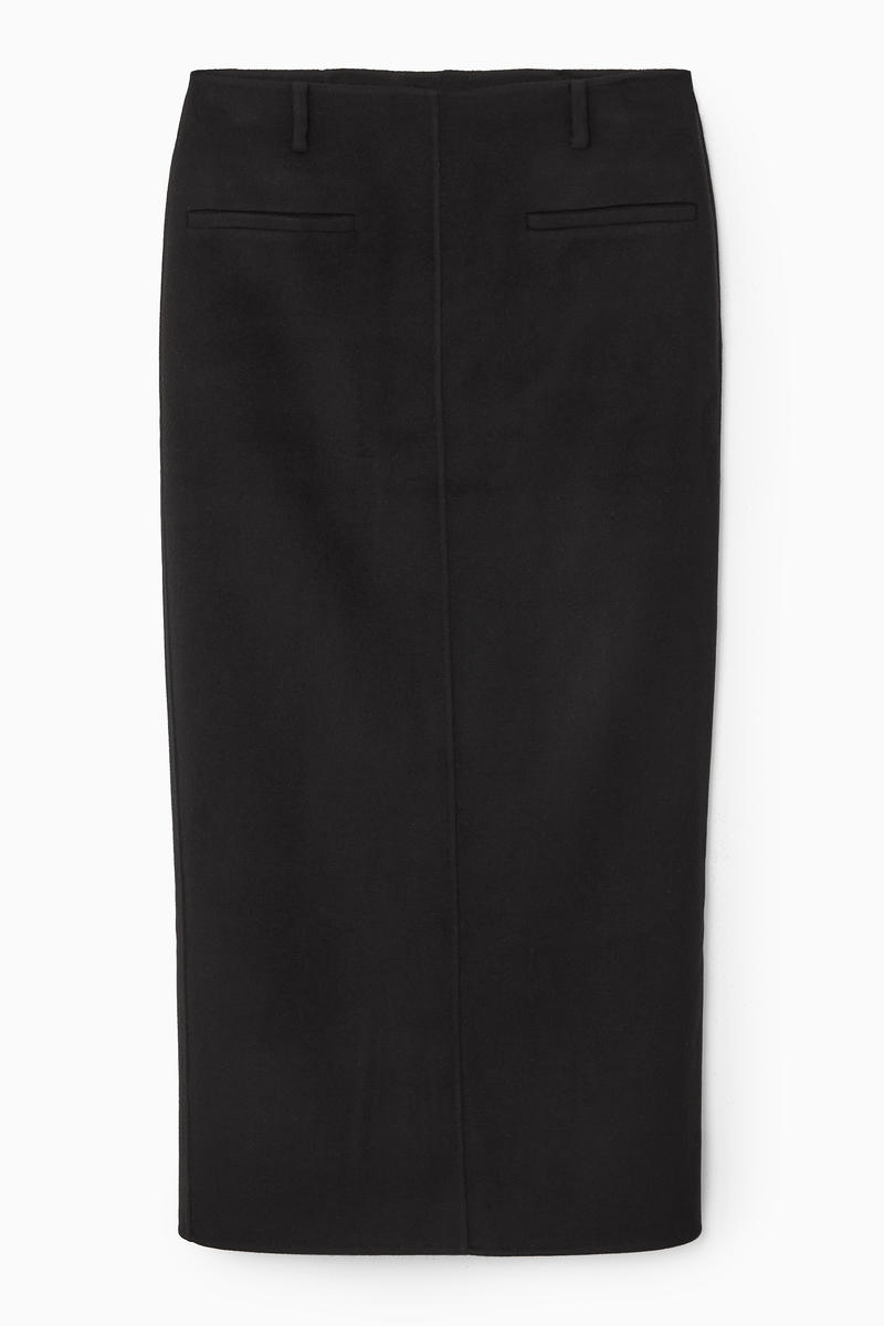 Double-Faced Wool Column Maxi Skirt