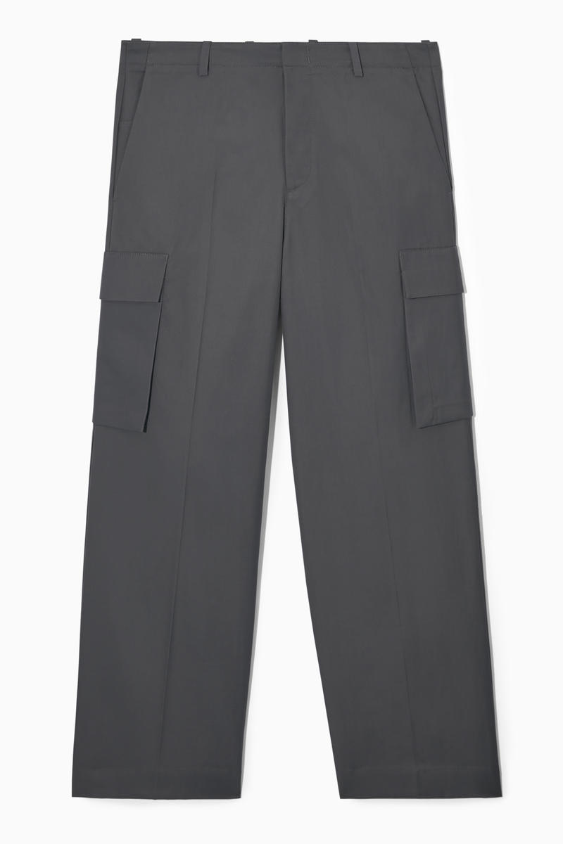 Wide-Leg Cargo Trousers in Grey