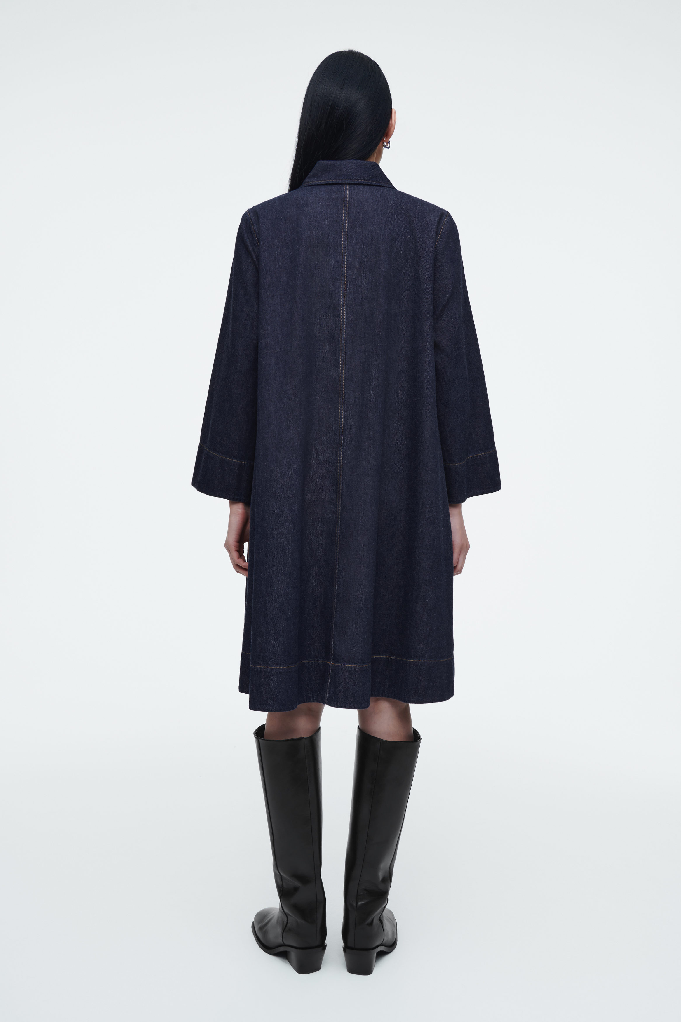 A-LINE DENIM MINI SHIRT DRESS - DARK BLUE | COS