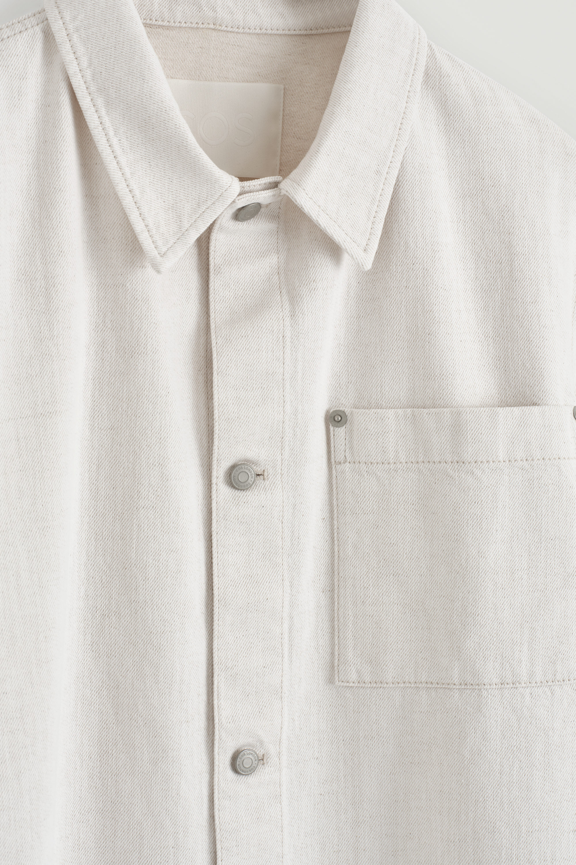COTTON-LINEN DENIM OVERSHIRT - WHITE | COS