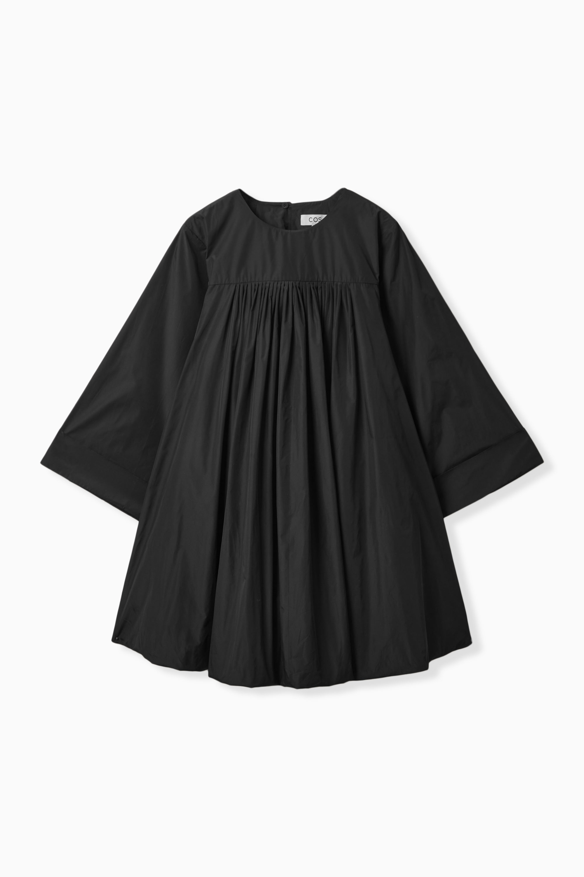 cos pleated a line mini dress COS Sleeveless Pleated Mini Dress, Black, 8