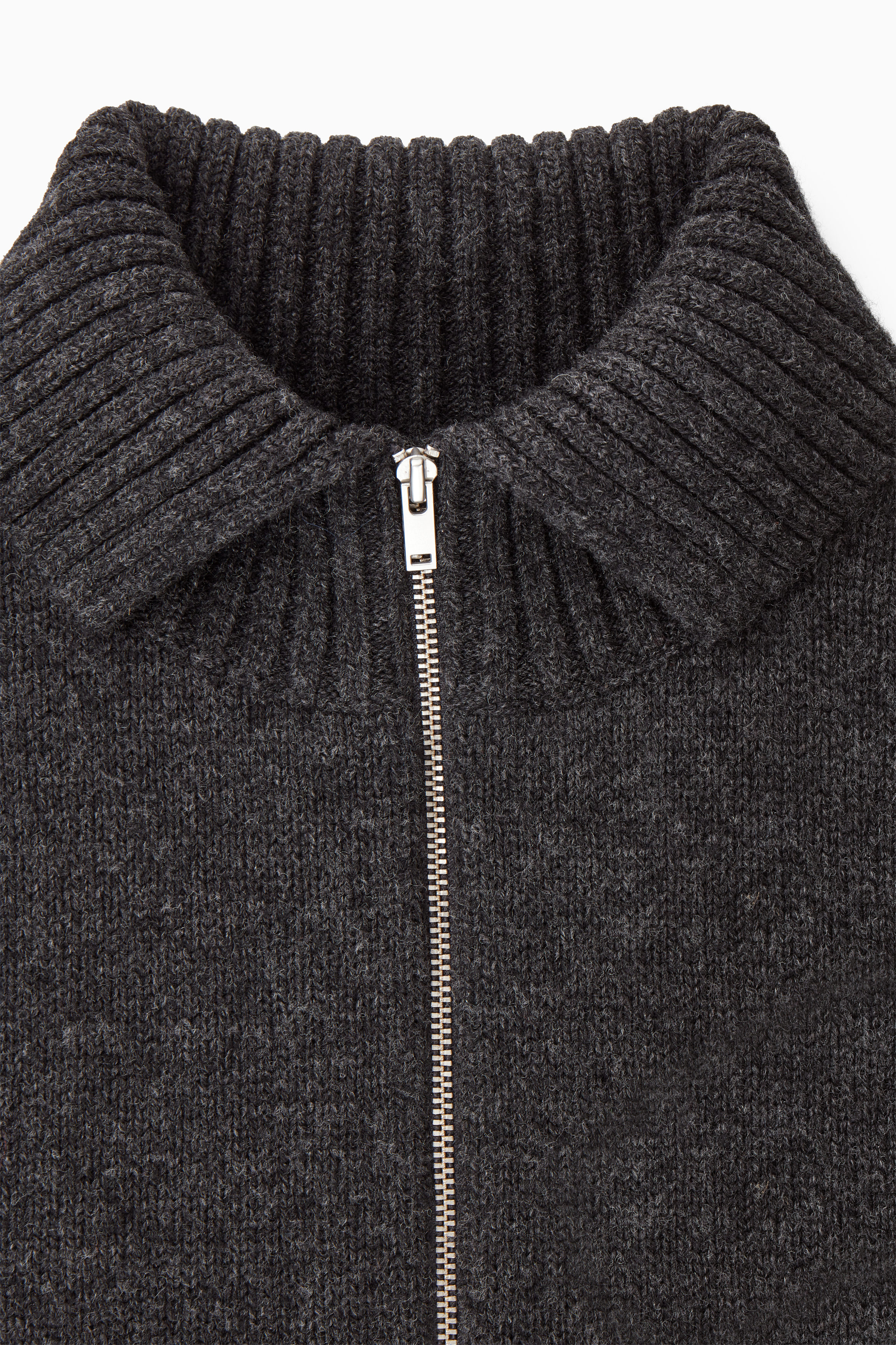 CROPPED WOOL ZIP-UP CARDIGAN - GRAY | COS US