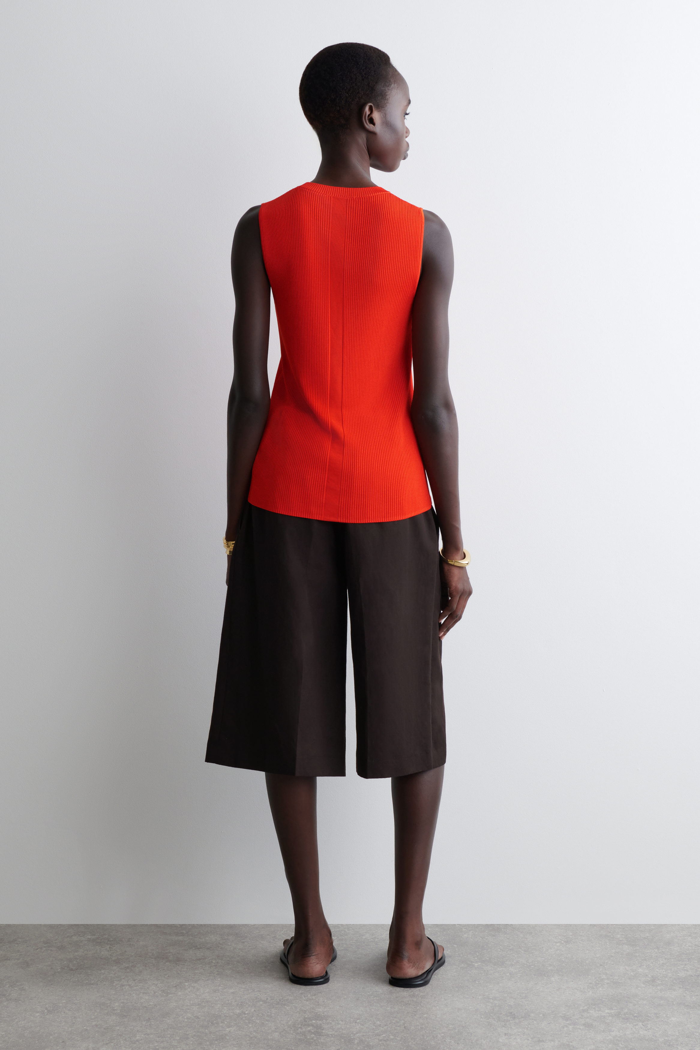 RIBBED-KNIT TANK TOP - ORANGE | COS