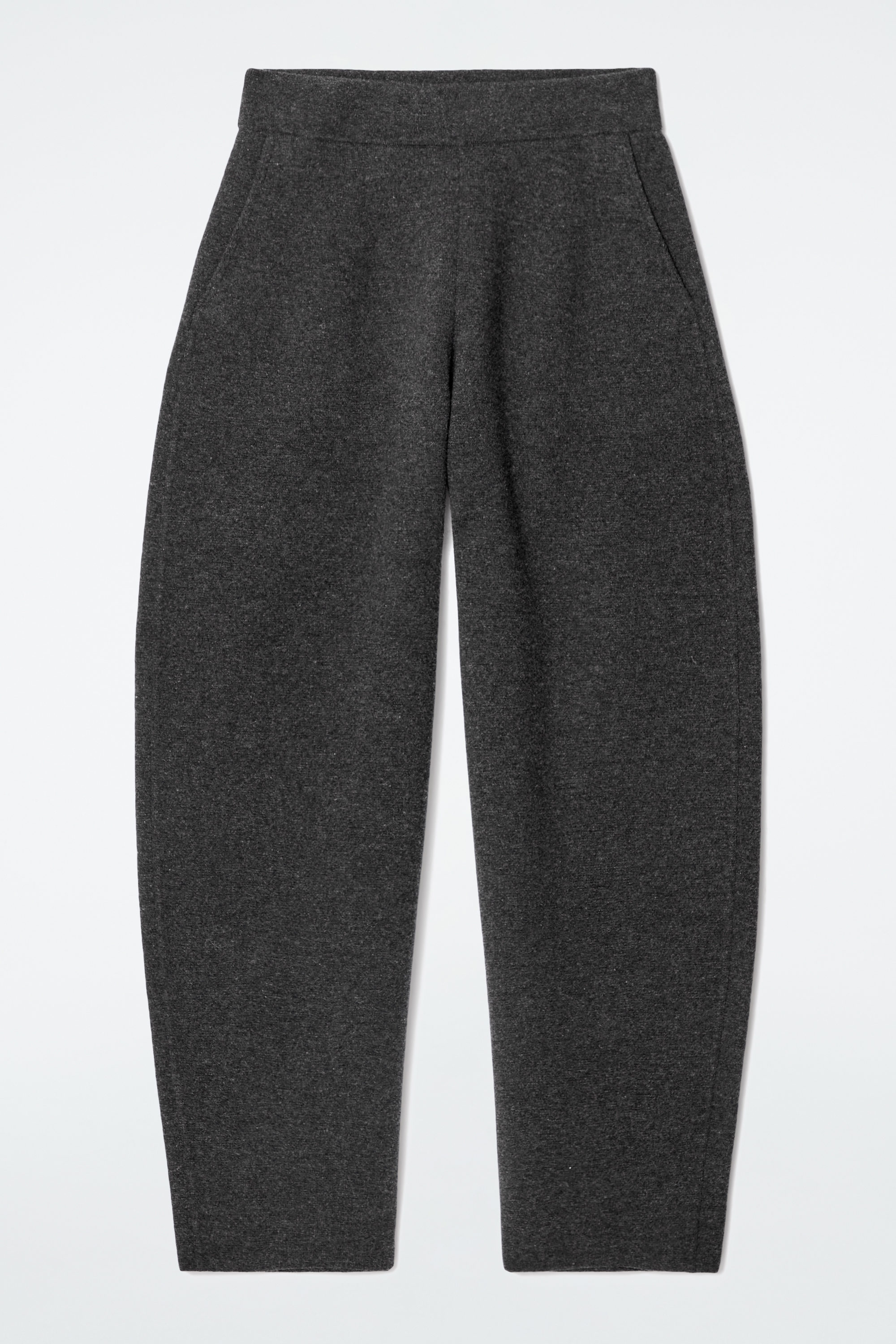 MERINO WOOL BARREL-LEG PANTS - CHARCOAL MÉLANGE | COS