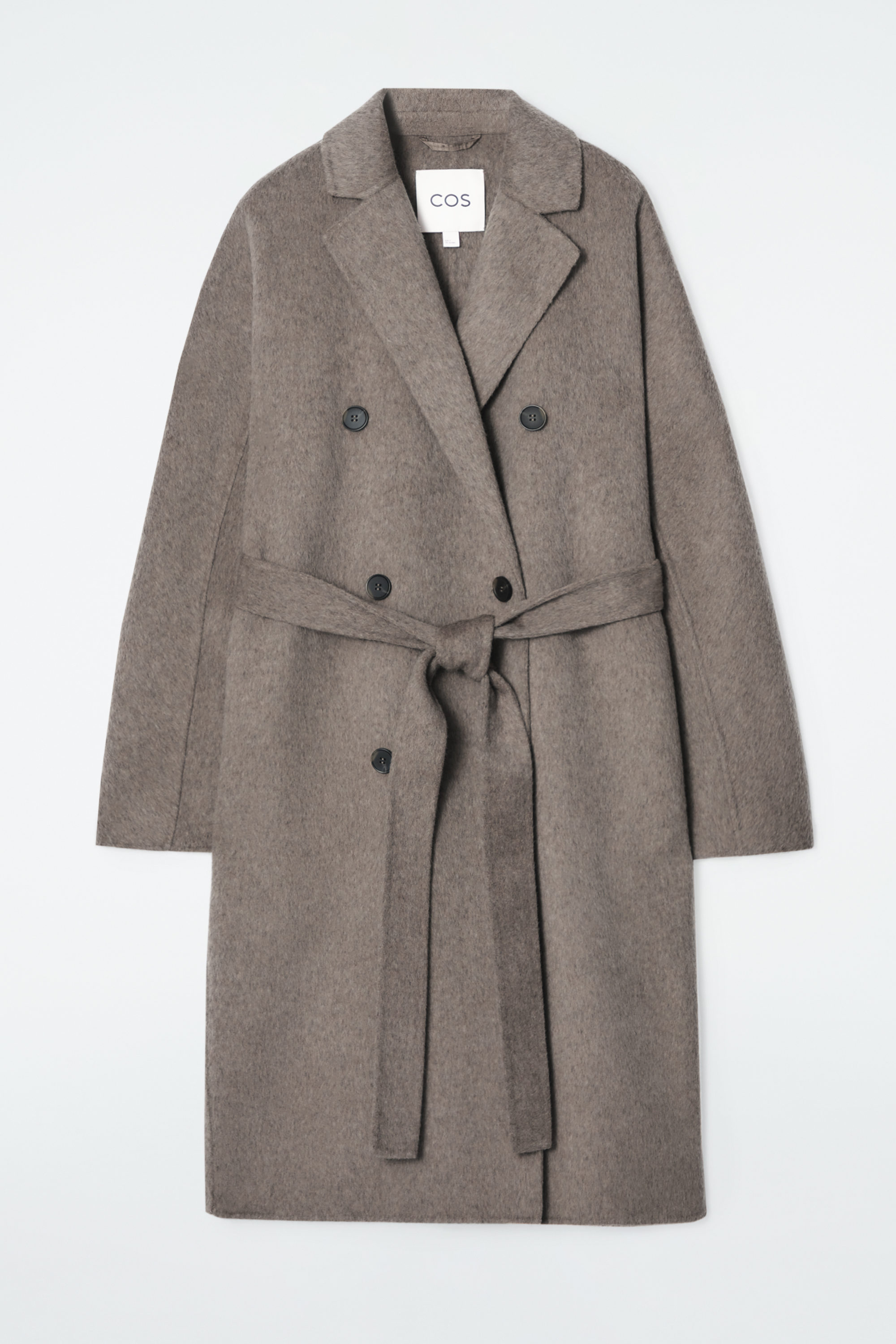 OVERSIZED DOUBLE-BREASTED WOOL COAT - DARK BEIGE | COS