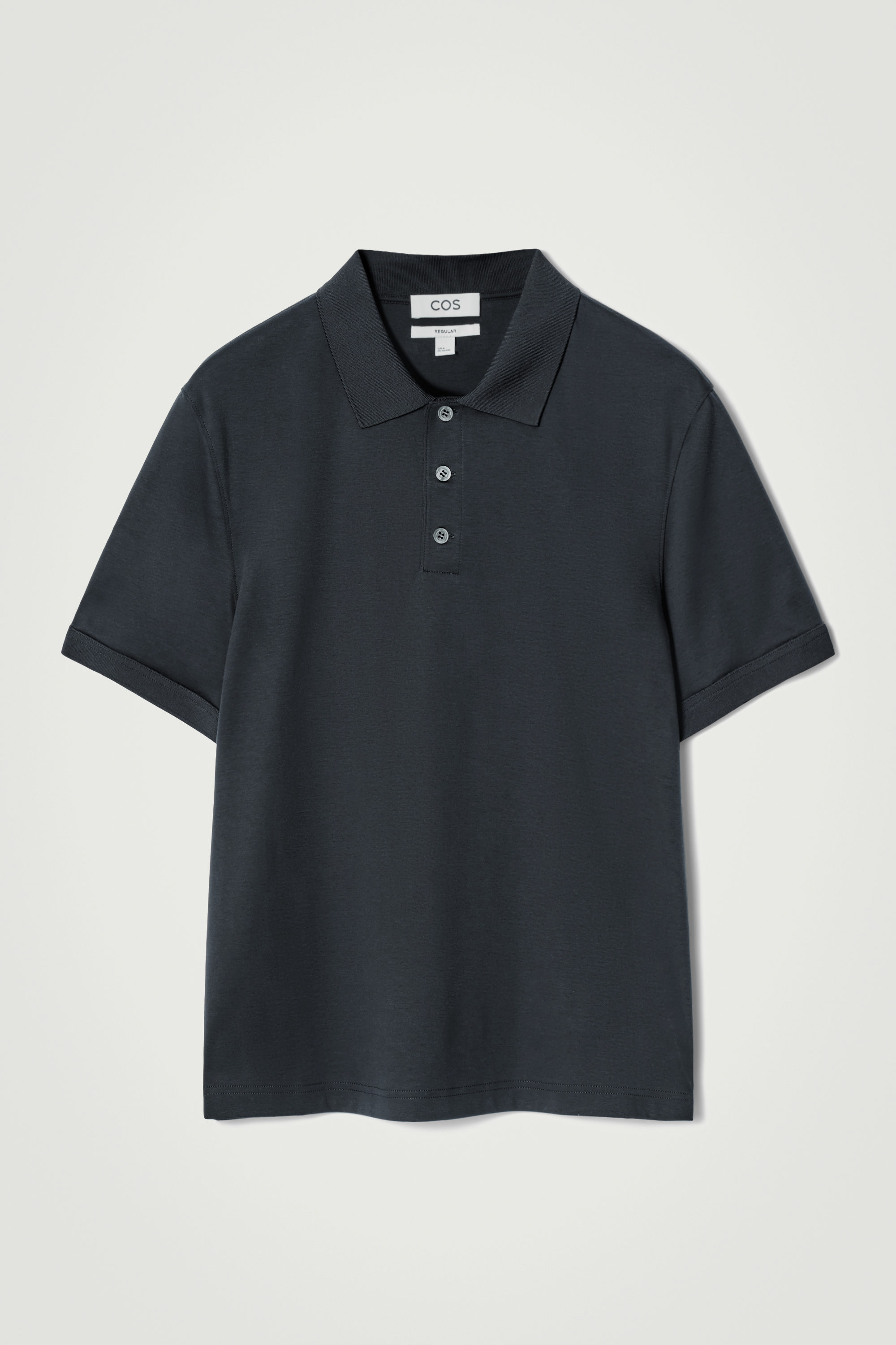 REGULAR-FIT MERCERIZED-COTTON POLO SHIRT - NAVY | COS