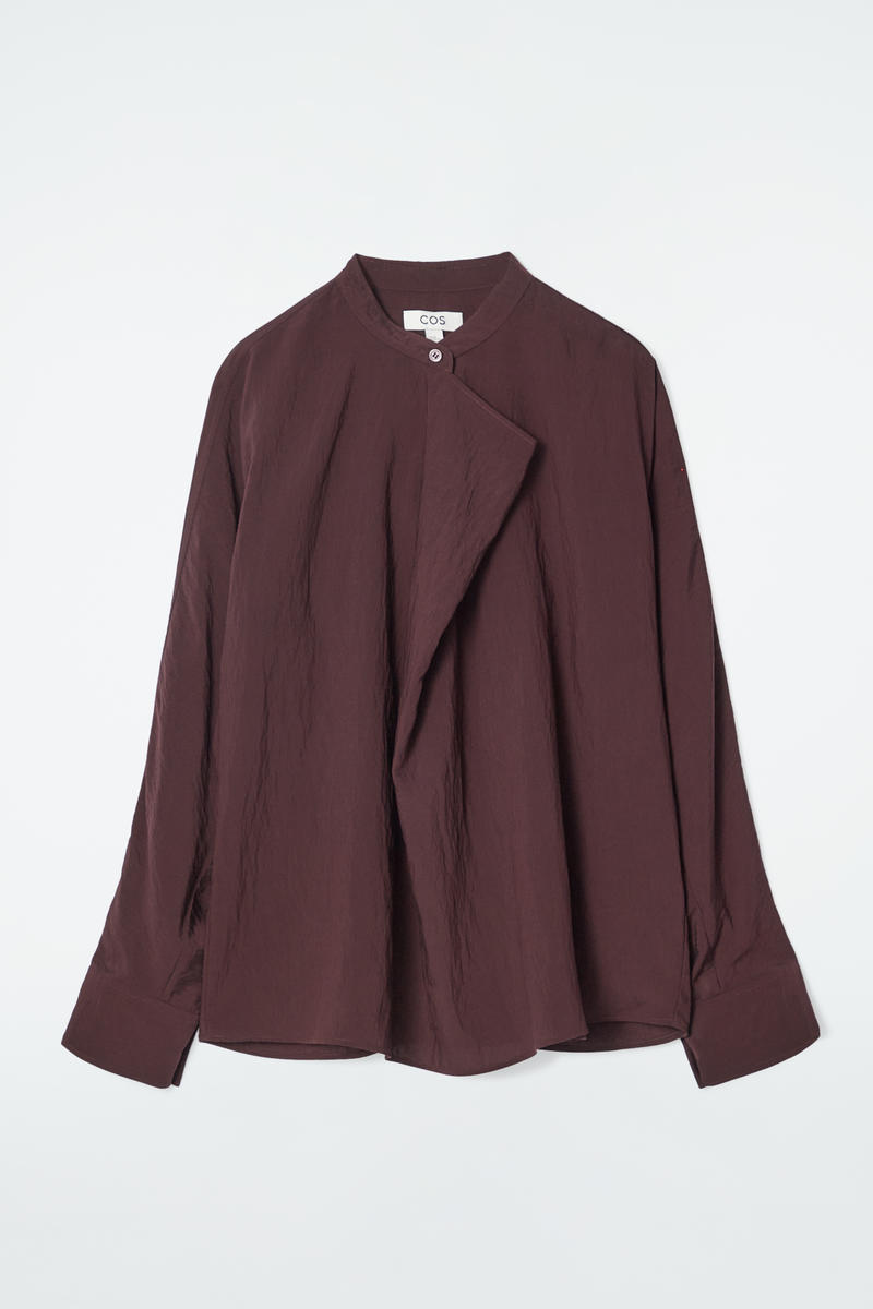 Draped-Panel Blouse in Red