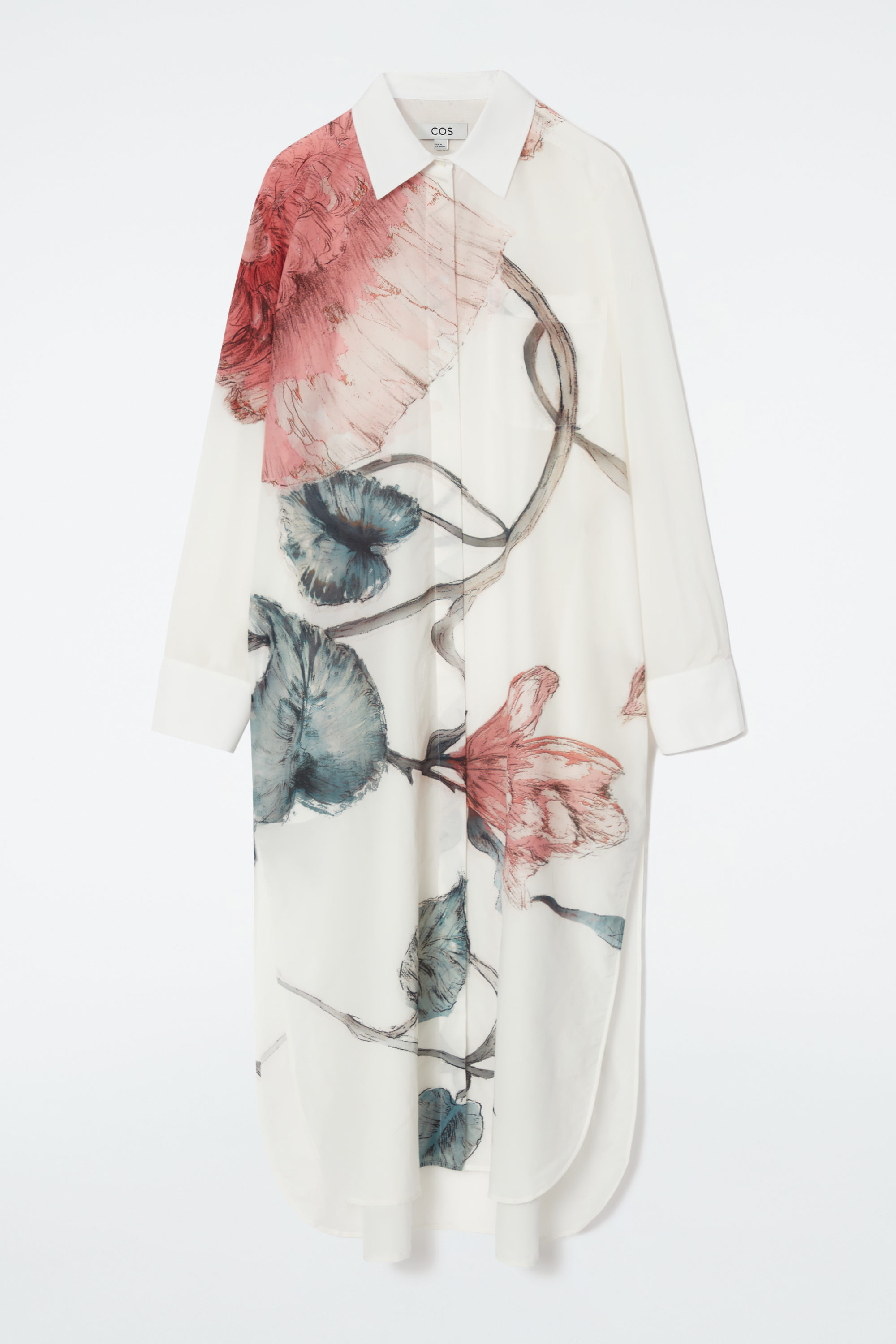OVERSIZED FLORAL-PRINT SHIRT DRESS - WHITE / FLORAL | COS