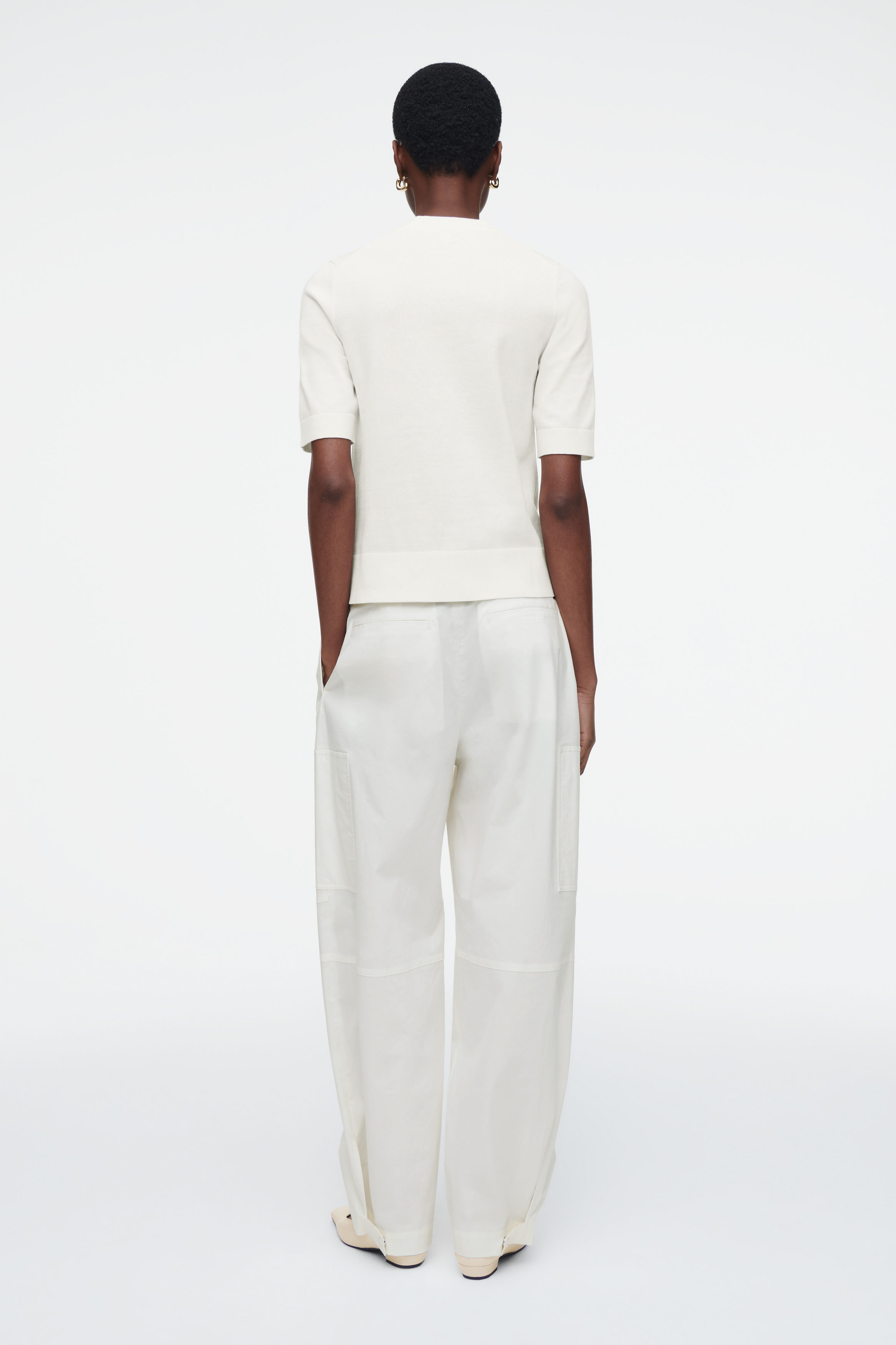 REGULAR KNITTED T-SHIRT - OFF-WHITE | COS