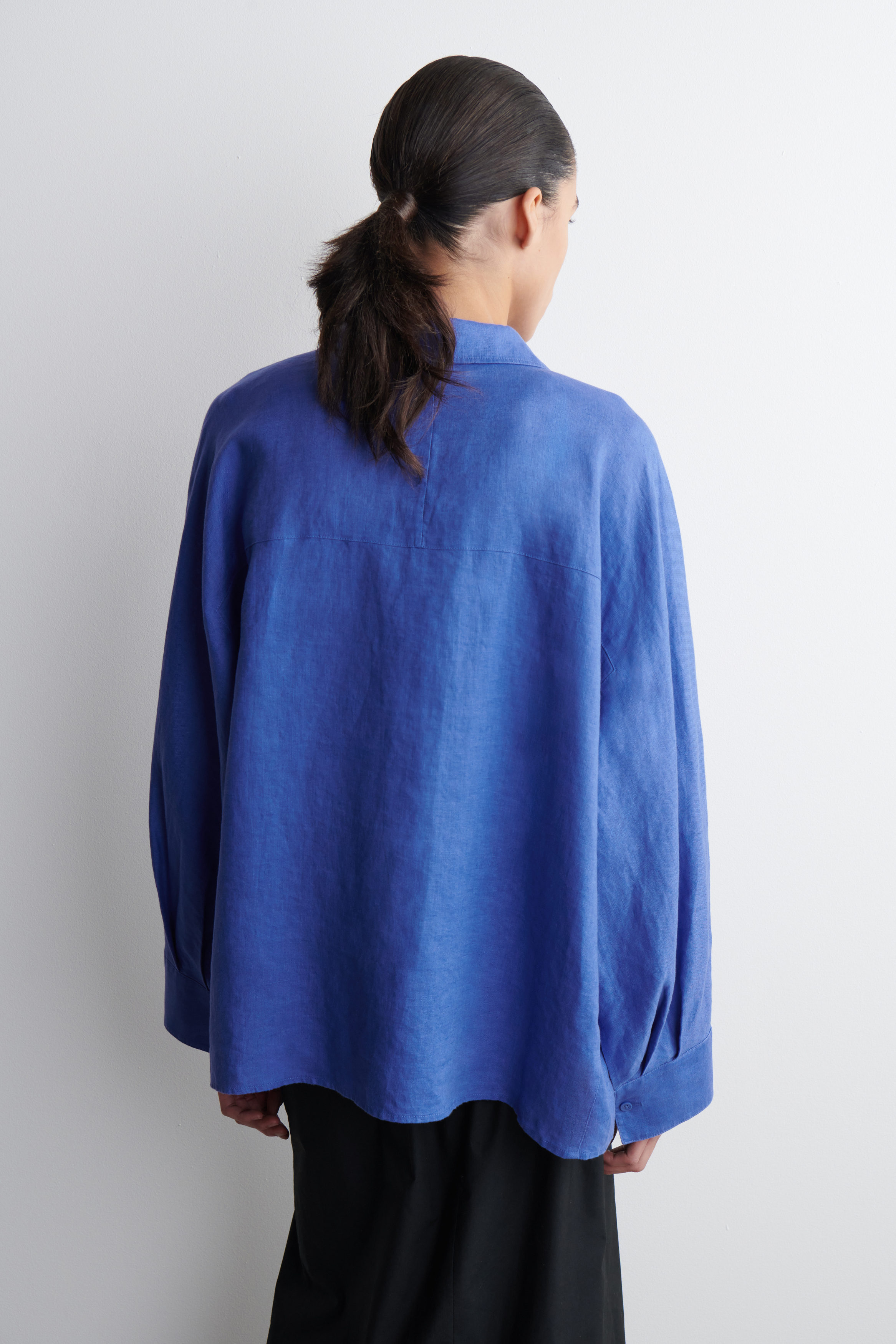 BOXY LINEN SHIRT - COBALT BLUE