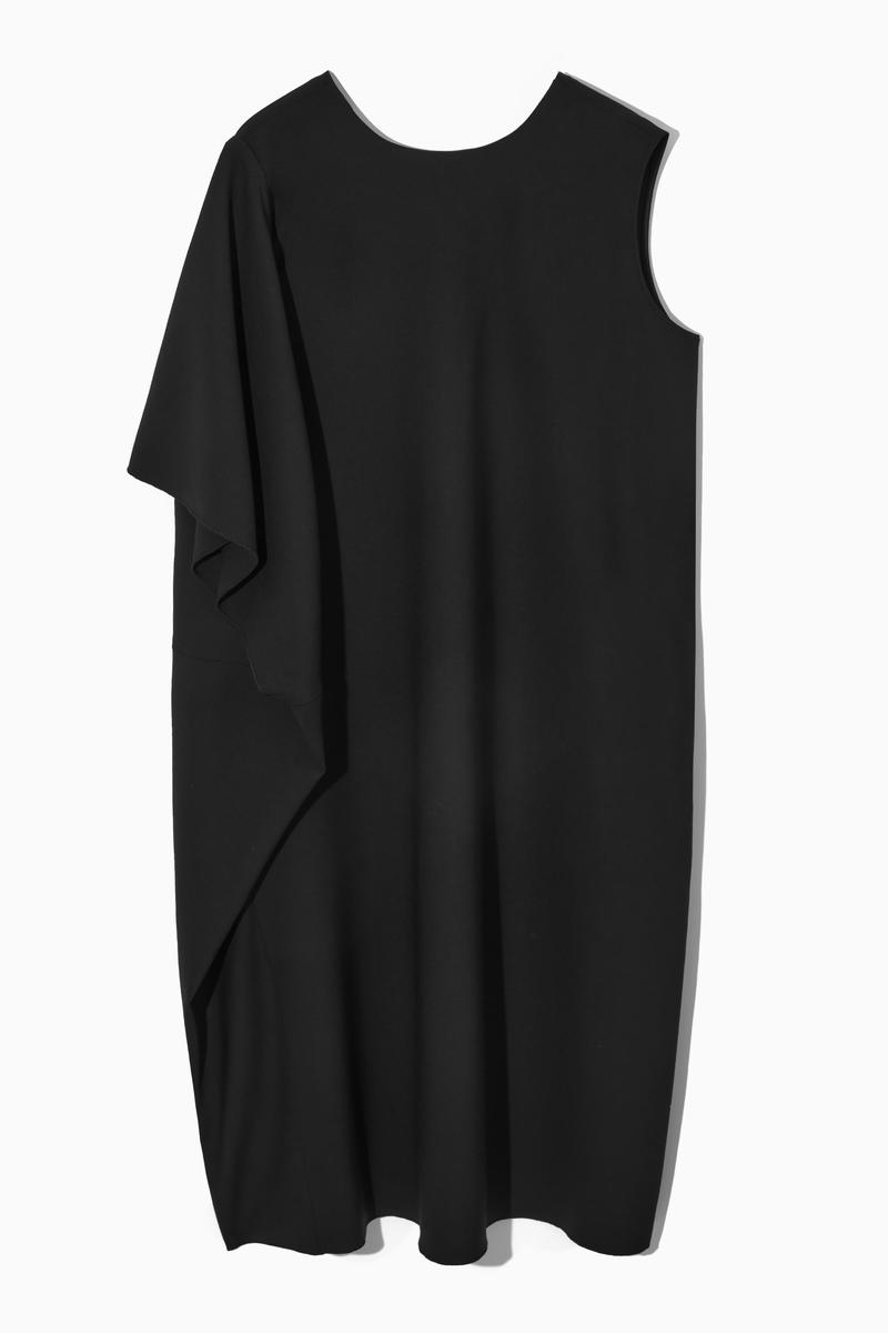 Asymmetric-Sleeve Midi Dress