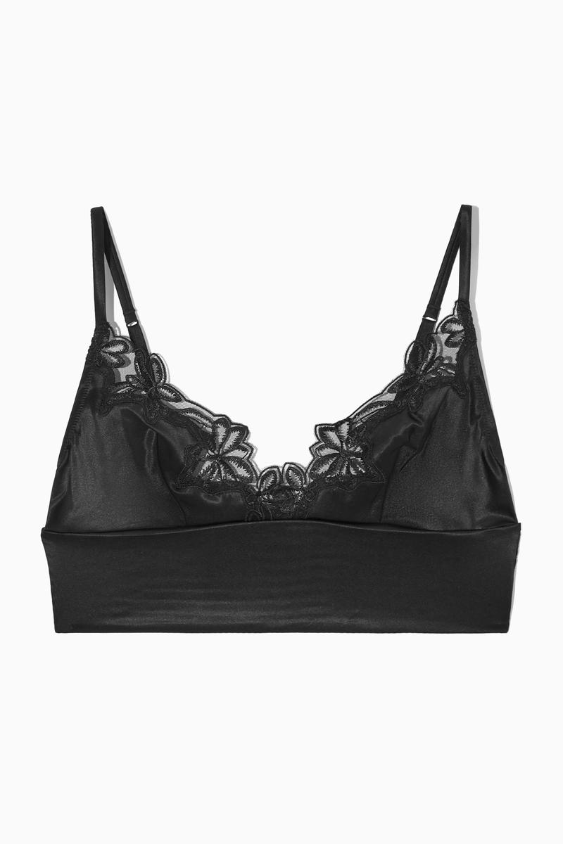 Longline Lace-Trimmed Silk Bra