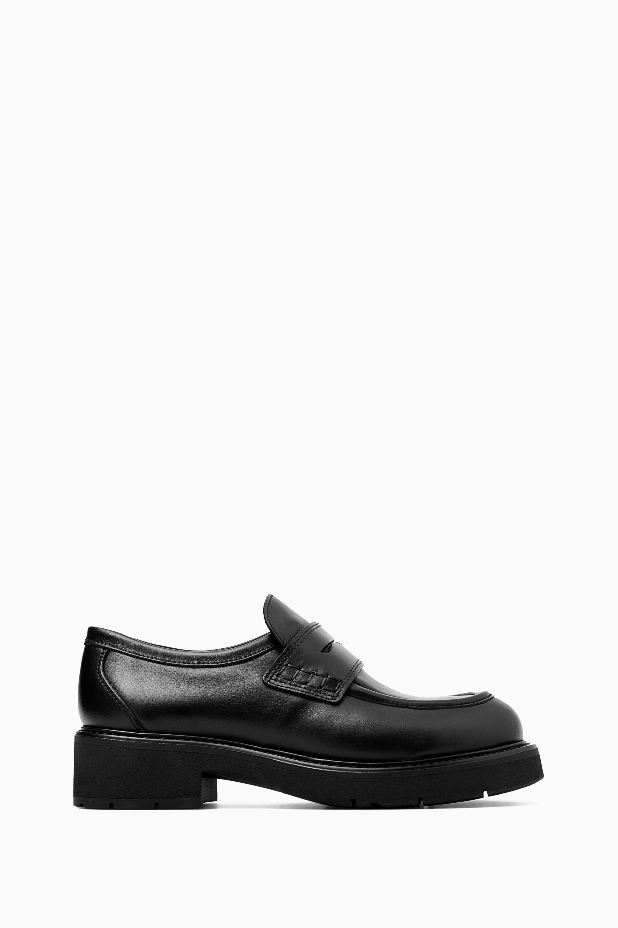 CHUNKY LEATHER PENNY LOAFERS - BLACK | COS