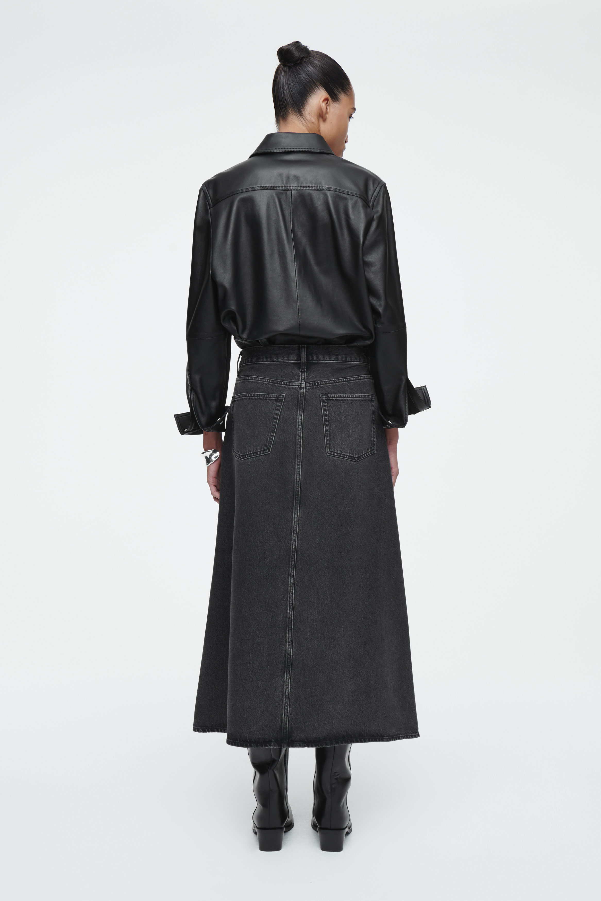 【関税&送料込】Courreges Black Denim Midi Skirt 98cdd66e4dc9880db0550a021d0323
