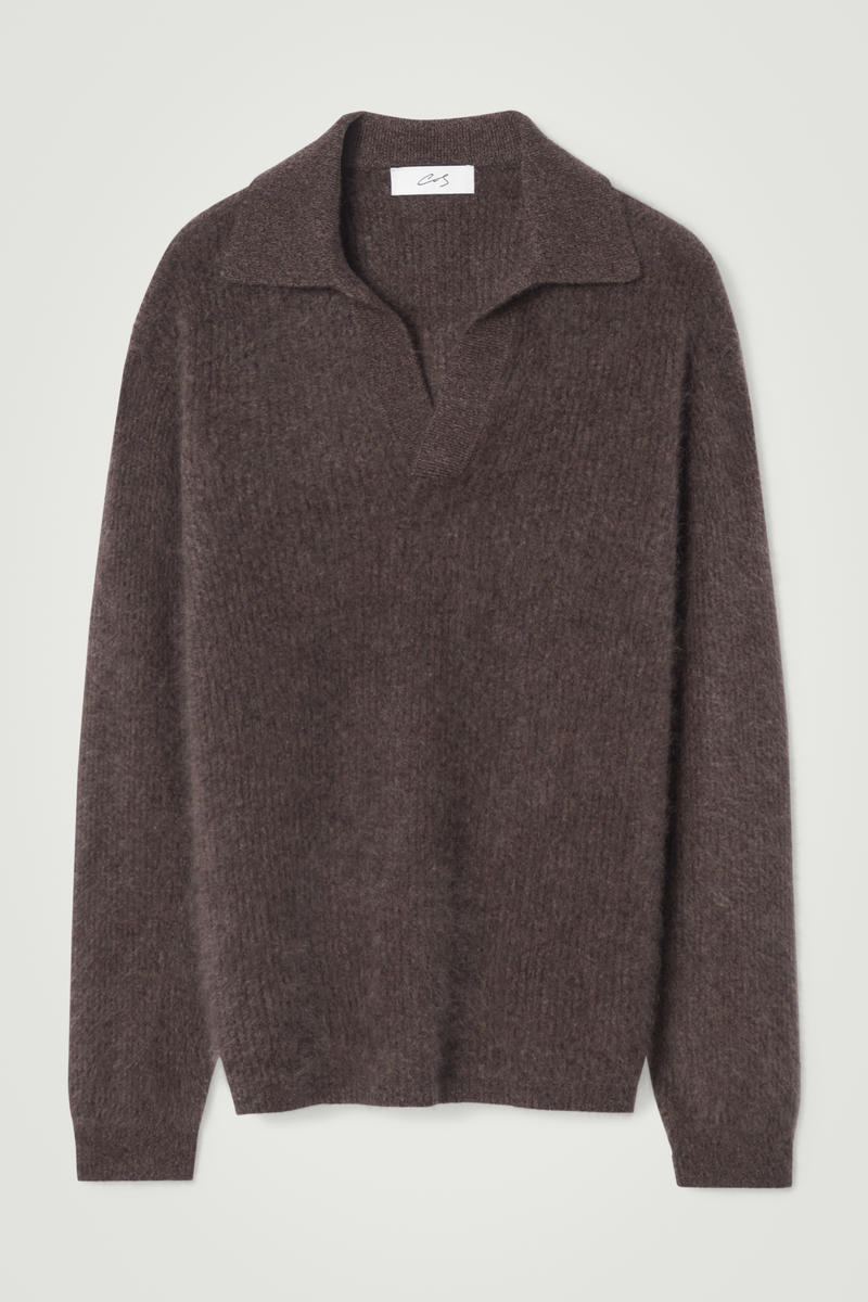 COS THE BRUSHED-CASHMERE POLO SHIRT 