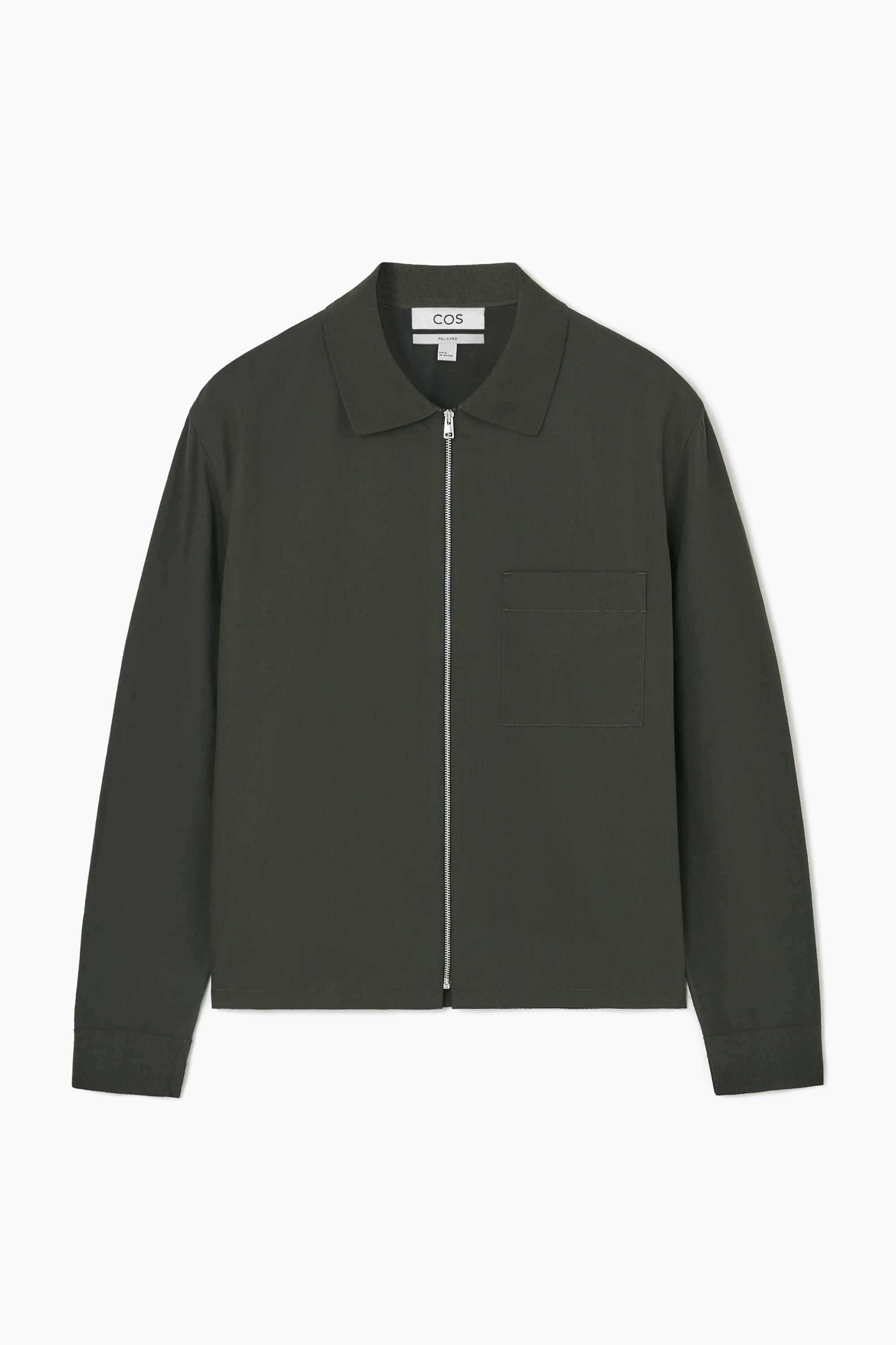 RELAXED COTTON CONTRAST-PANEL ZIPPED OVERSHIRT - BLACK / NAVY