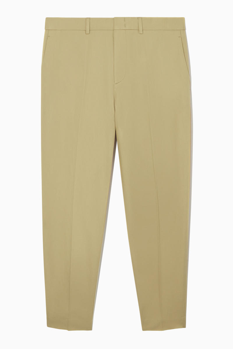 Tailored Linen Tapered Trousers in Beige