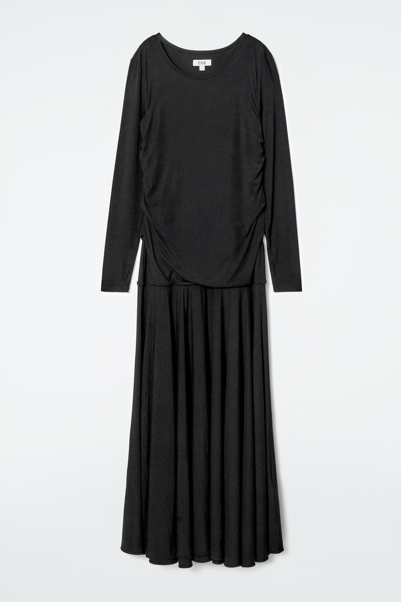 Dropped-Waist Jersey Maxi Dress