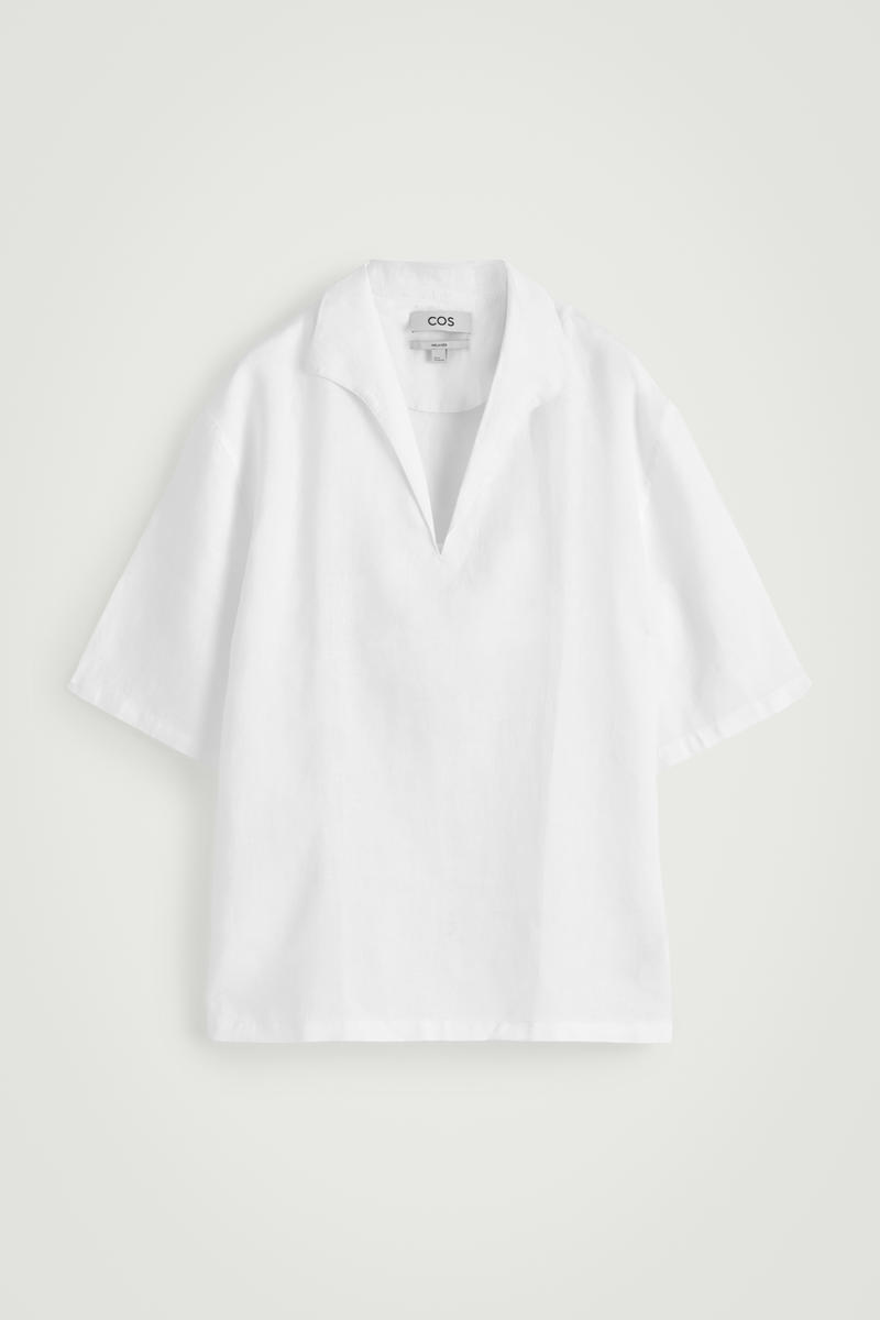 Open-Collar Linen Shirt