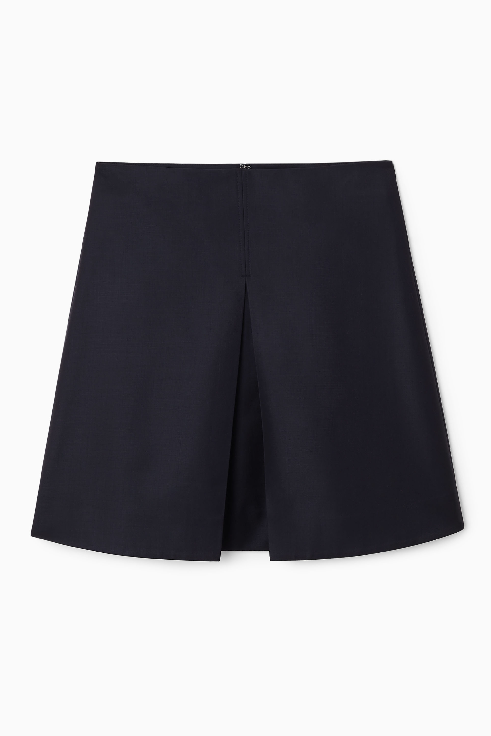 PLEATED WOOL-BLEND MINI SKIRT - NAVY | COS
