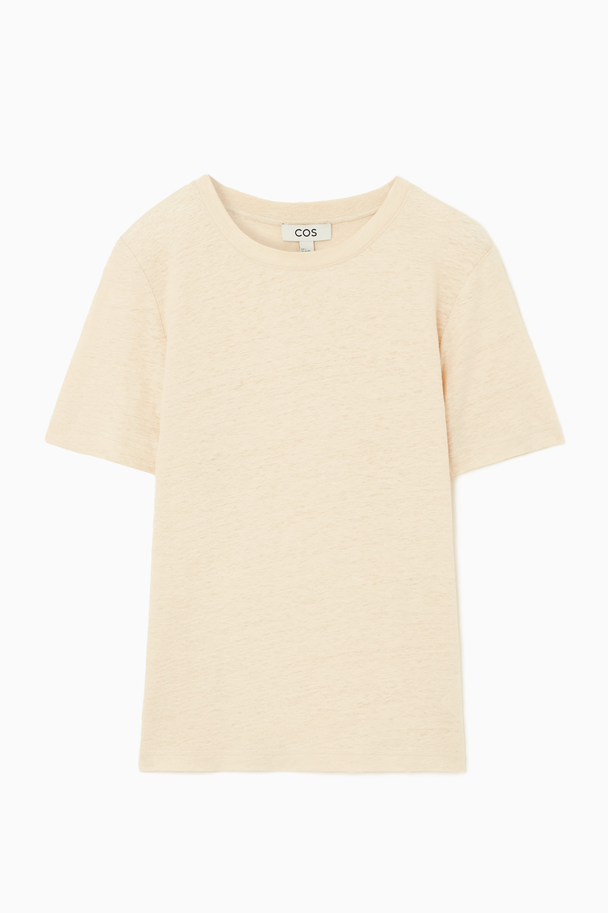 REGULAR LINEN T-SHIRT - LIGHT BEIGE | COS