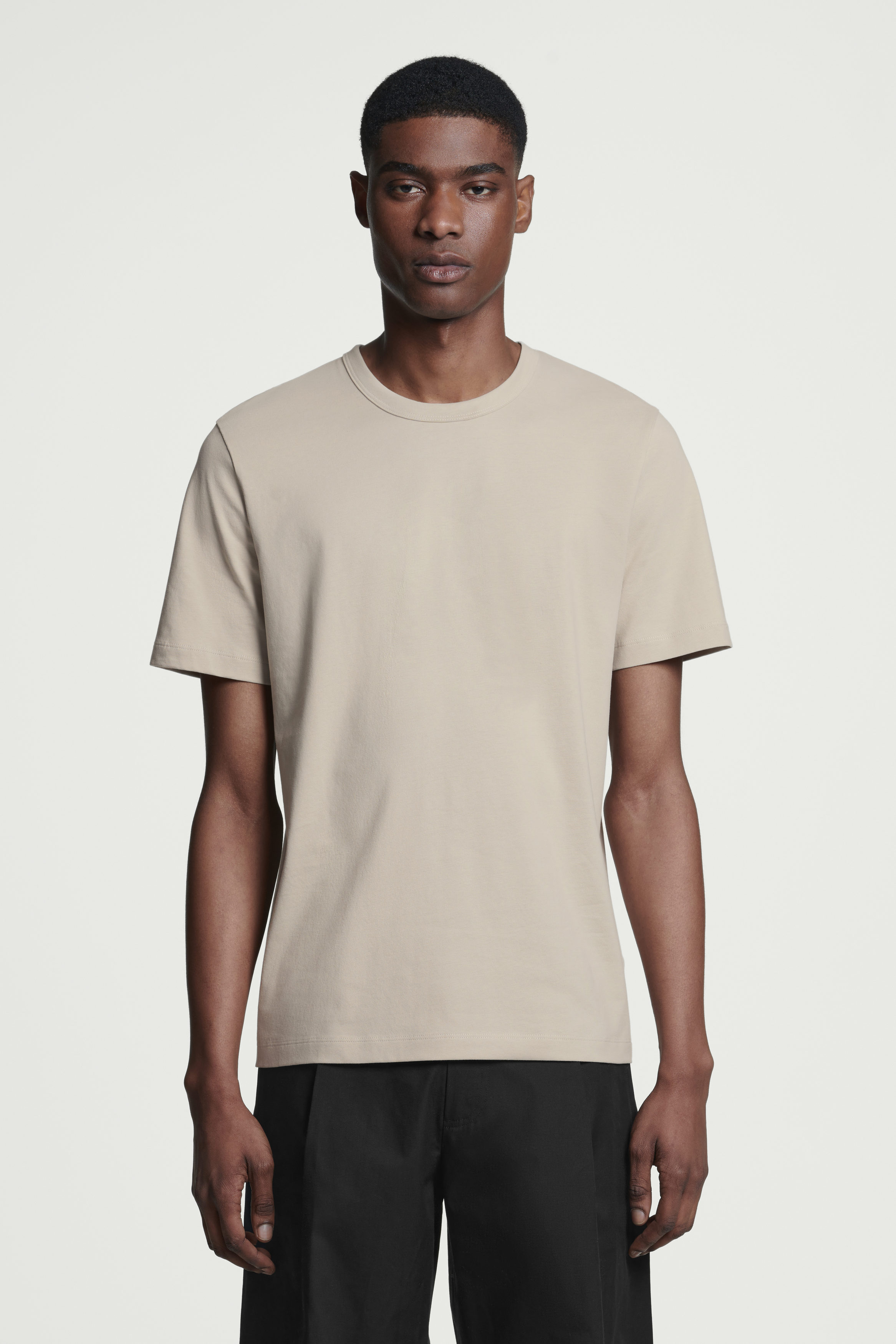 REGULAR BRUSHED-COTTON T-SHIRT - BEIGE | COS