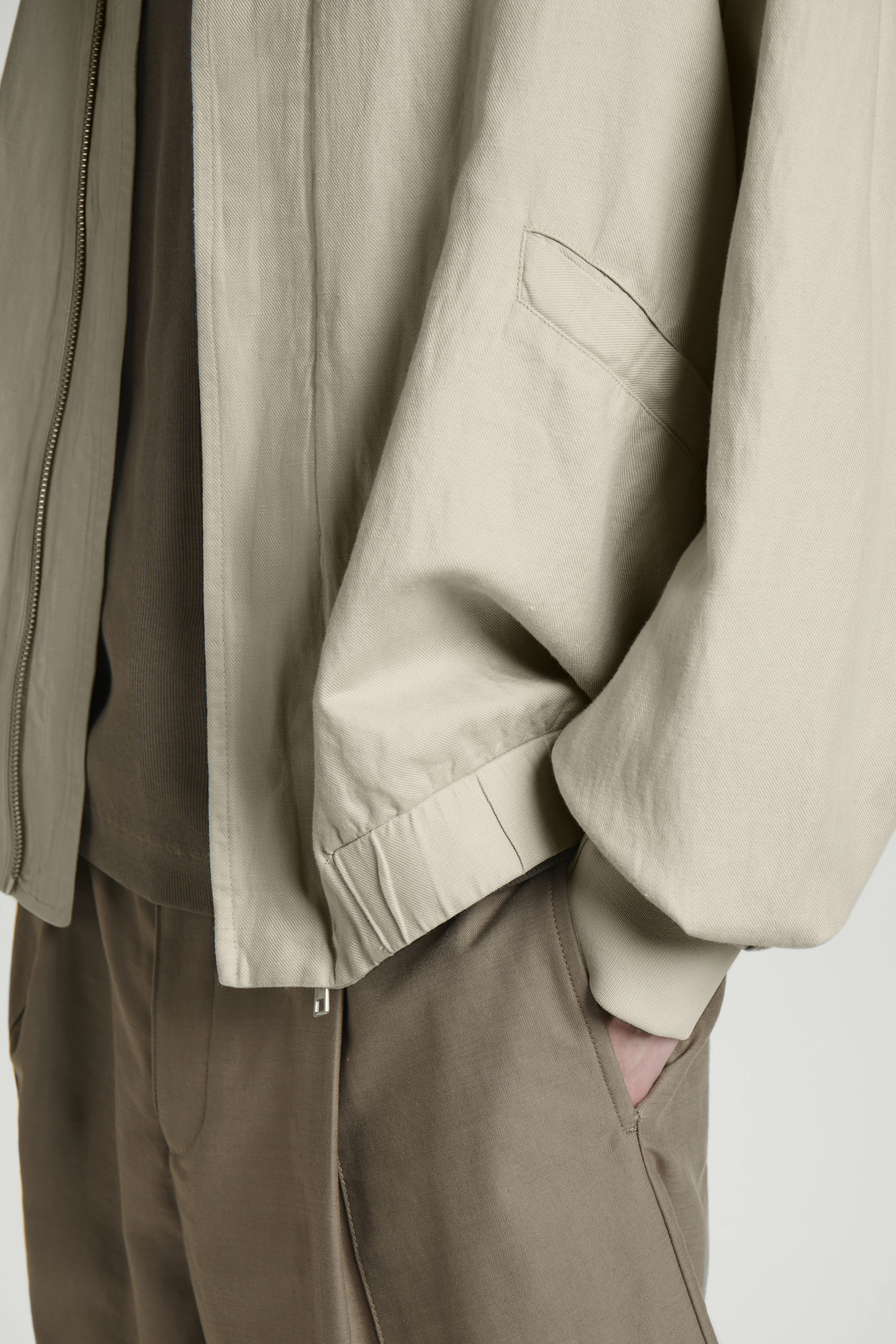 LINEN BOMBER JACKET - STONE | COS