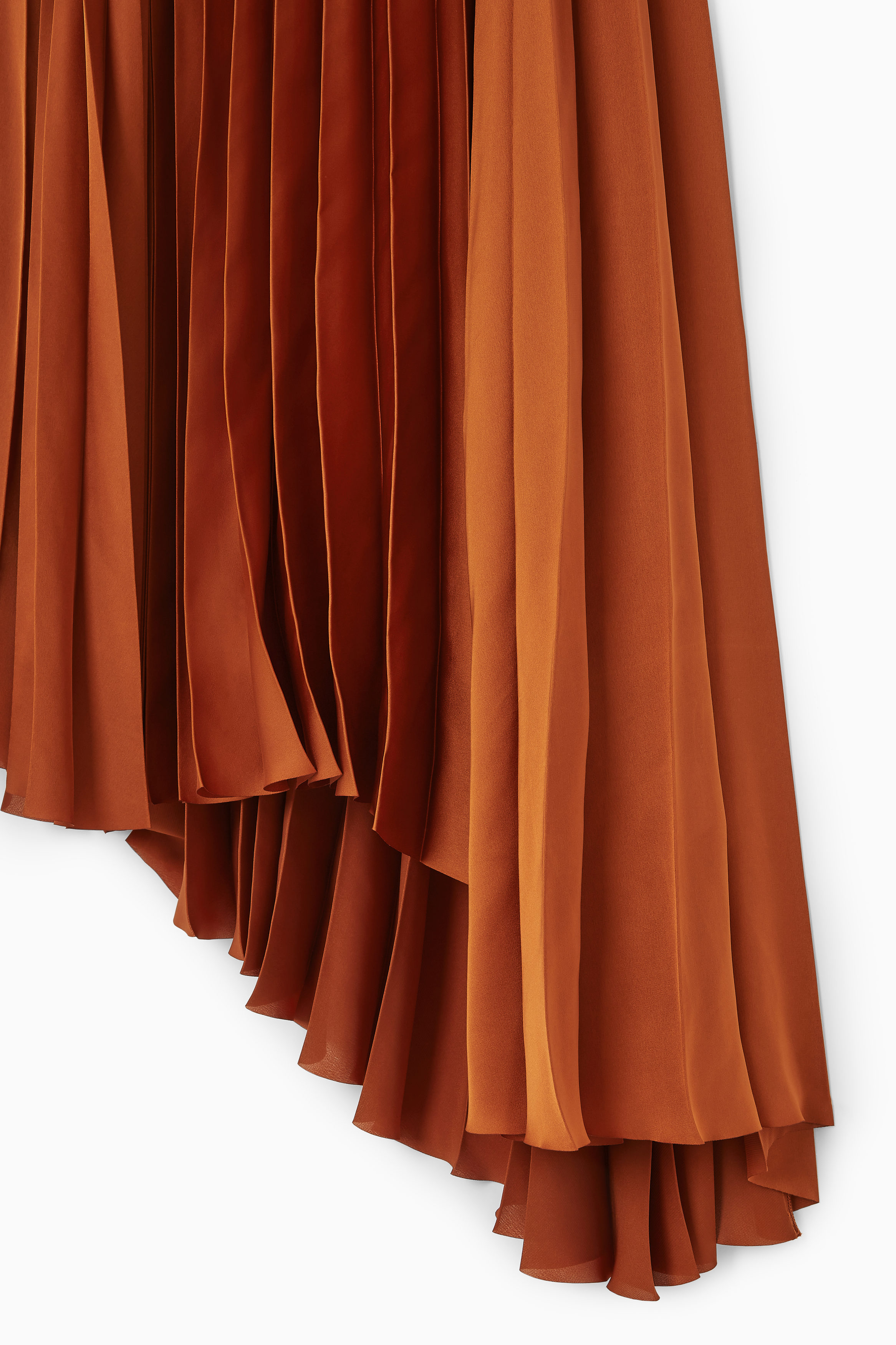 ASYMMETRIC PLEATED MIDI SKIRT - ORANGE | COS