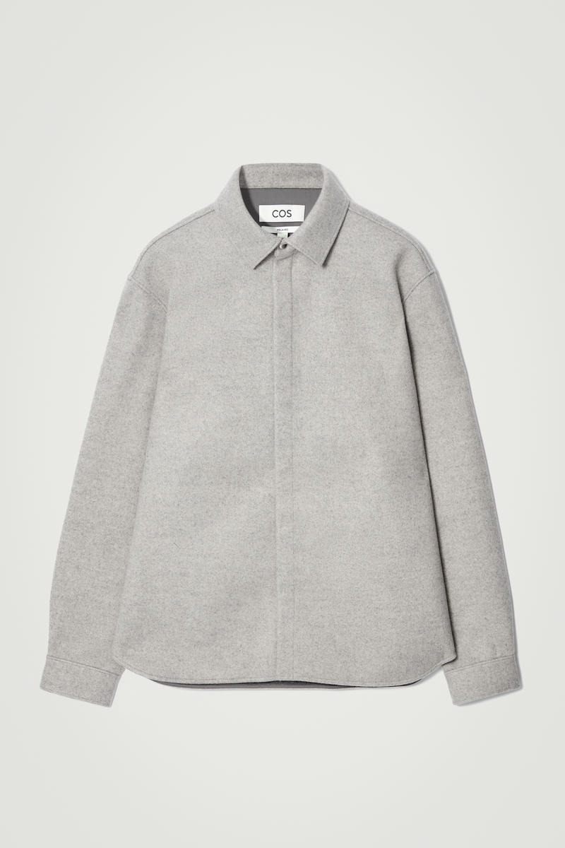 Relaxed Wool-Blend Overshirt in Grey