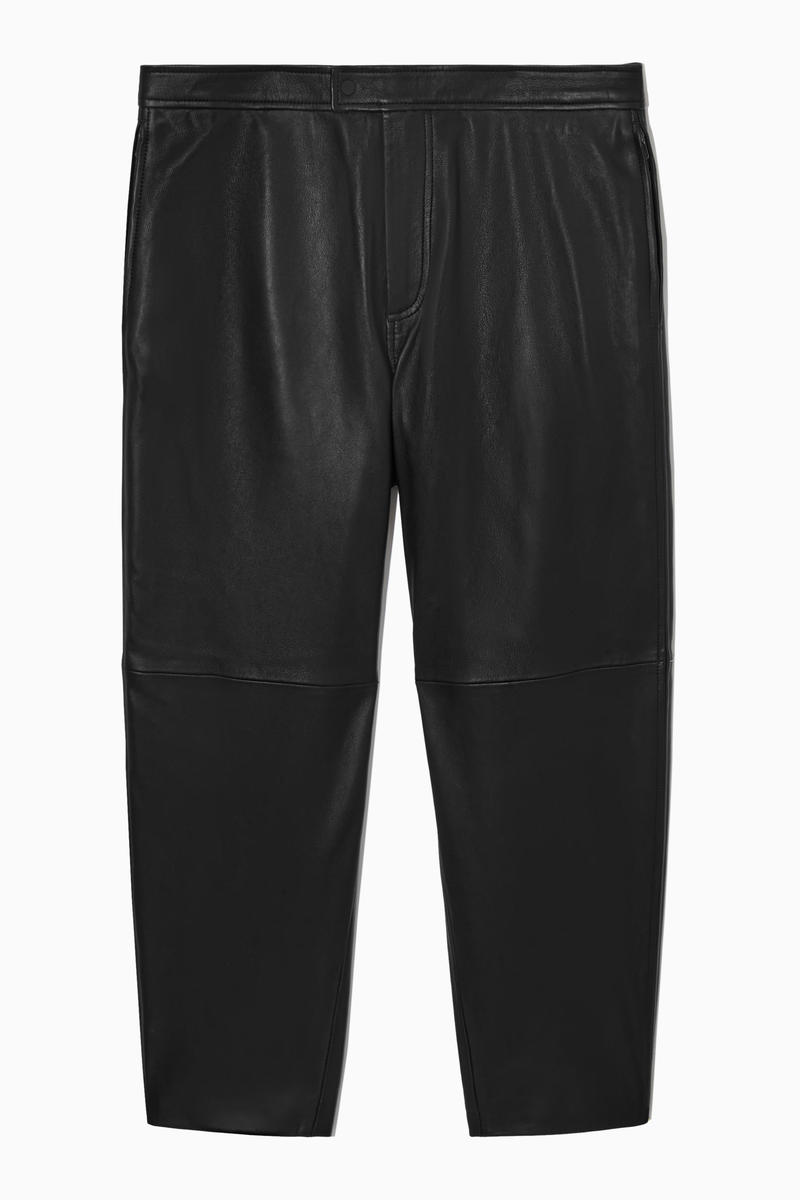 Relaxed-Fit Tapered Leather Trousers