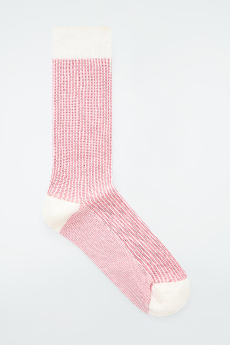 Striped Ribbed-Knit Socks