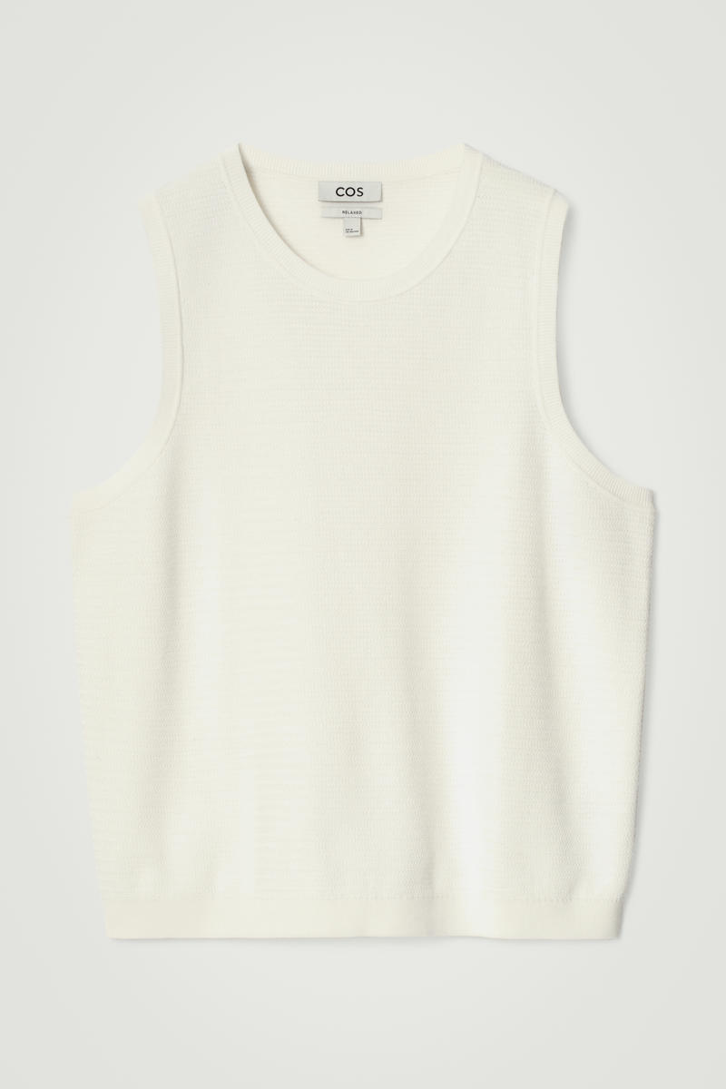 Textured Knitted Cotton Tank Top