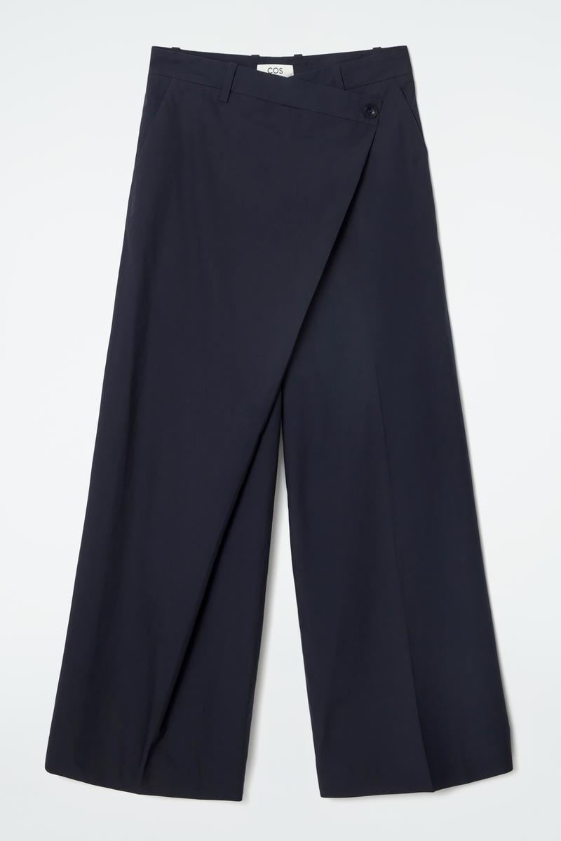 Asymmetric Wrap Trousers in Blue