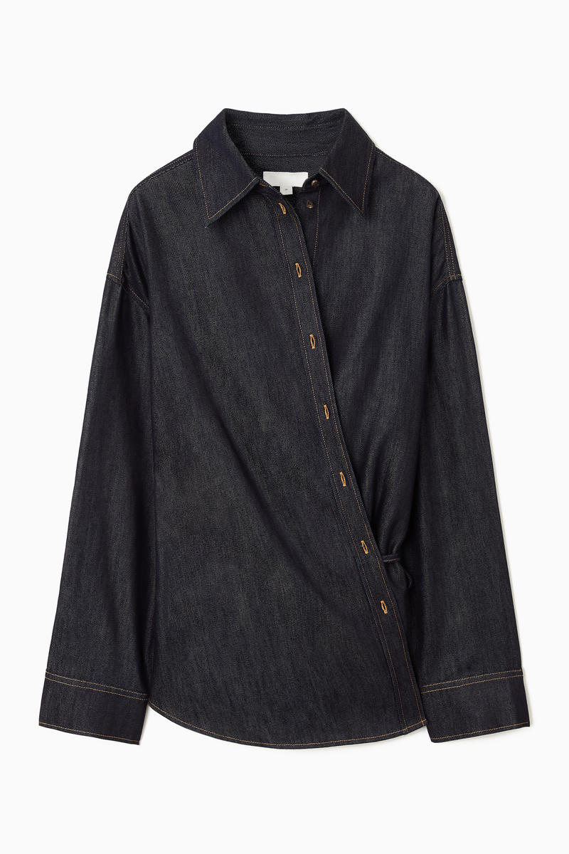 Fluid Denim Wrap Shirt