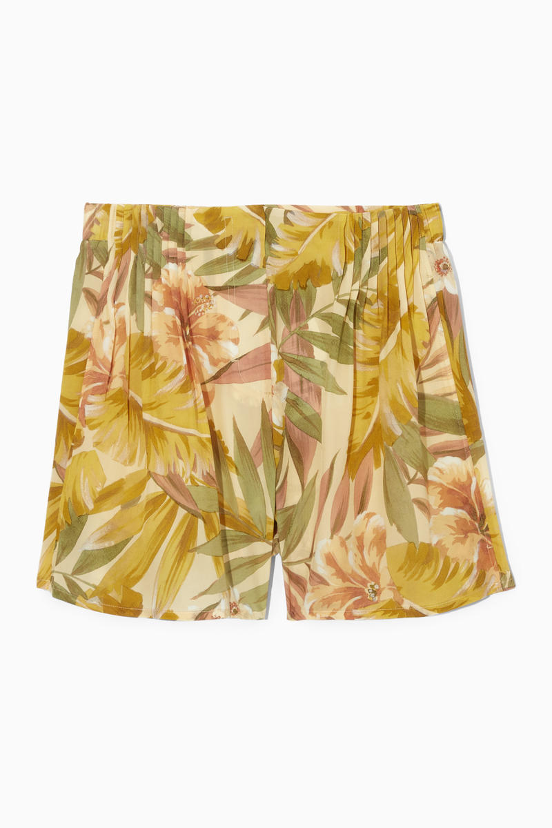 Floral-Print Silk Shorts