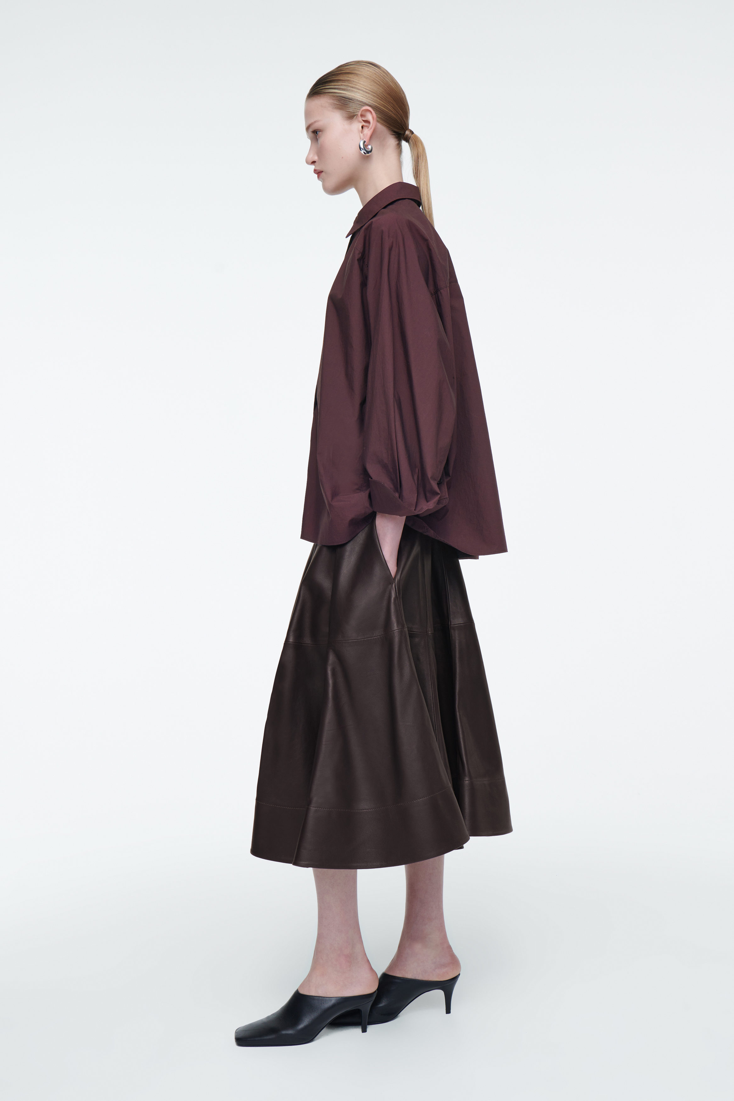 海外並行輸入正規品 RELAXED DOUBLE-CUFF SHIRT - BURGUNDY トップス