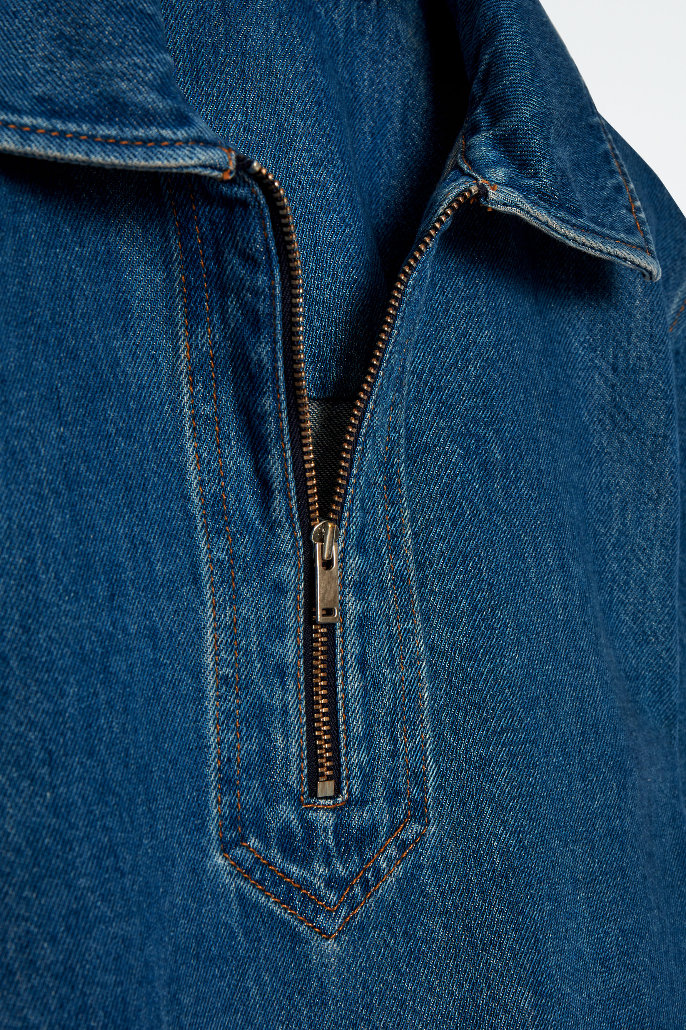 DENIM HALF-ZIP BLOUSE - BLUE | COS