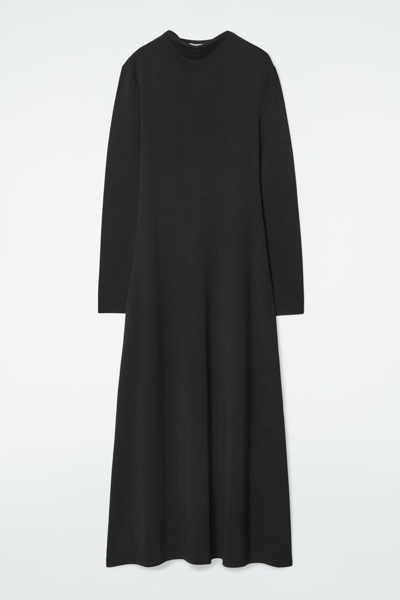 Cowl-Neck Long-Sleeved Maxi Dress