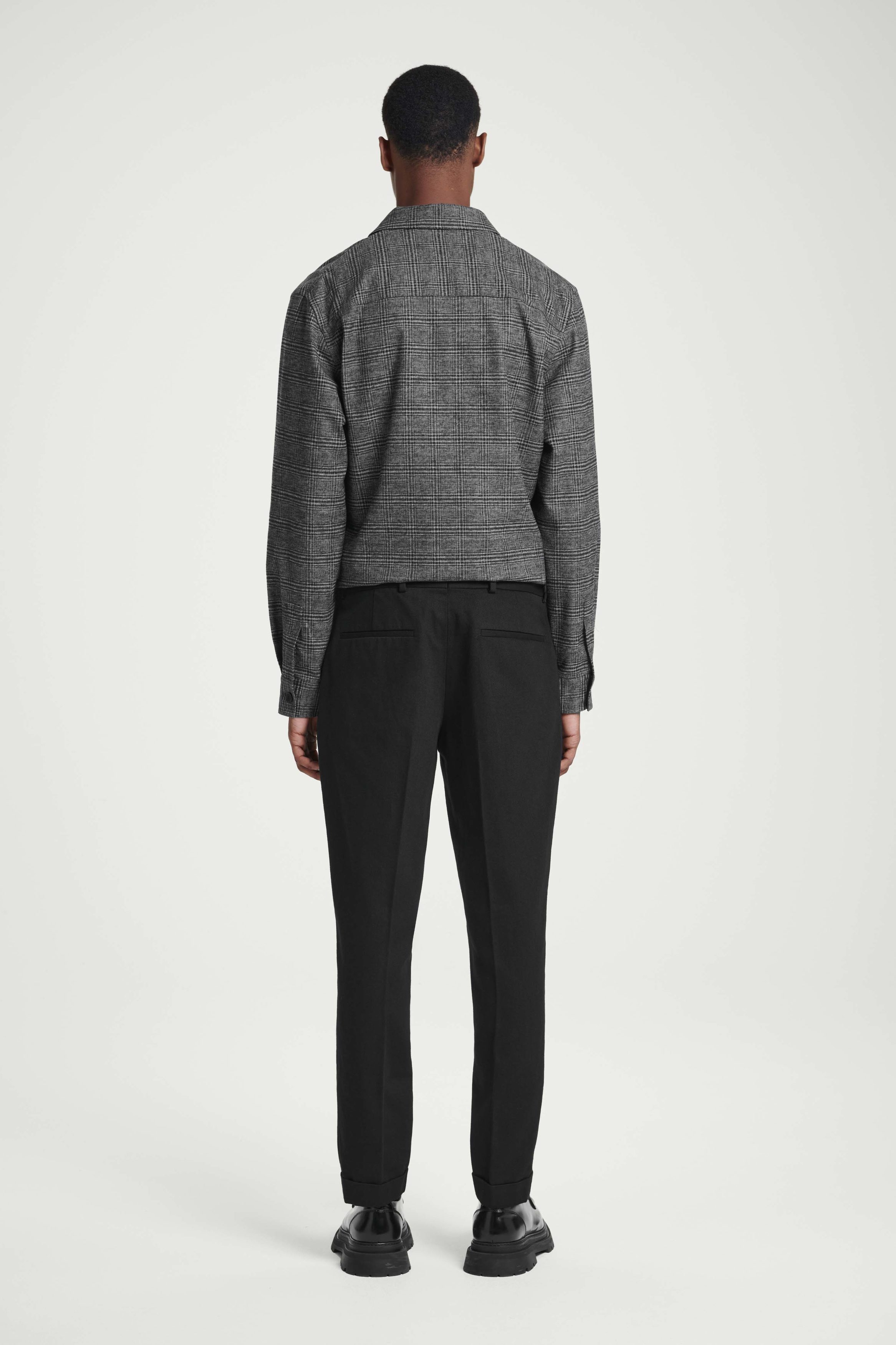 COS Houndstooth Bouclé Overshirt in BLACK / HOUNDSTOOTH
