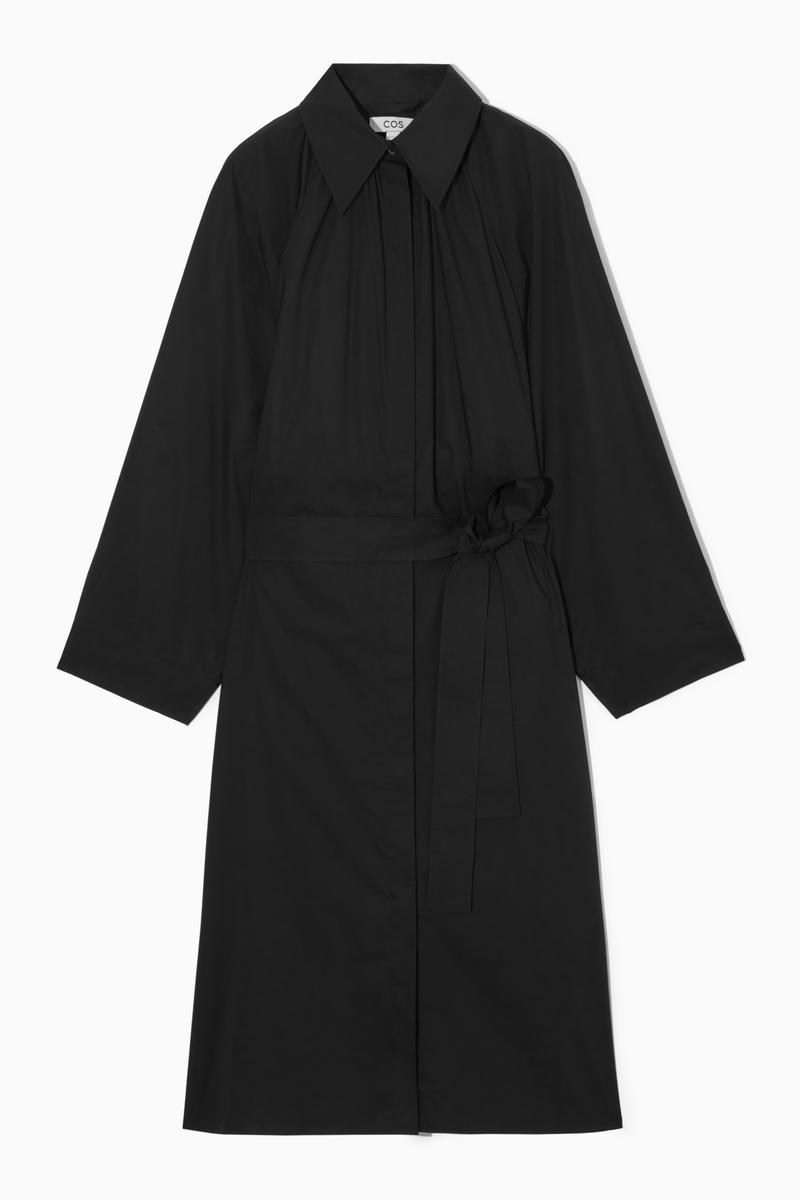 Voluminous Belted Midi Shirt Dress