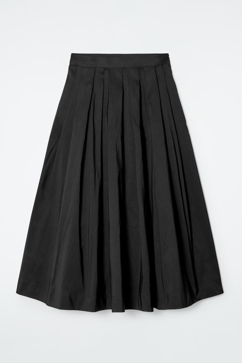 Pleated A-Line Midi Skirt