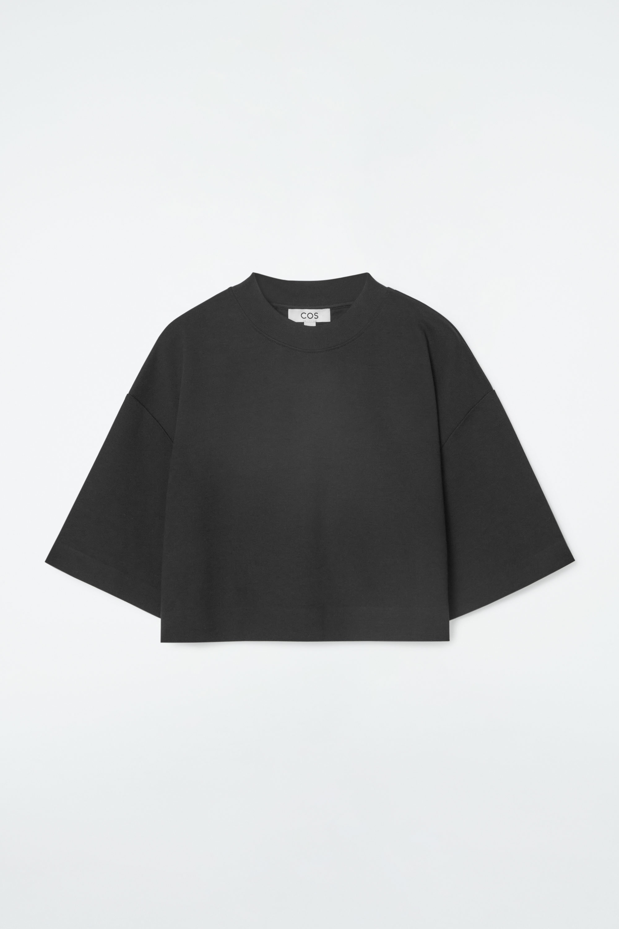 Long-Sleeve Cropped Top with Logo Elastic in BLACK