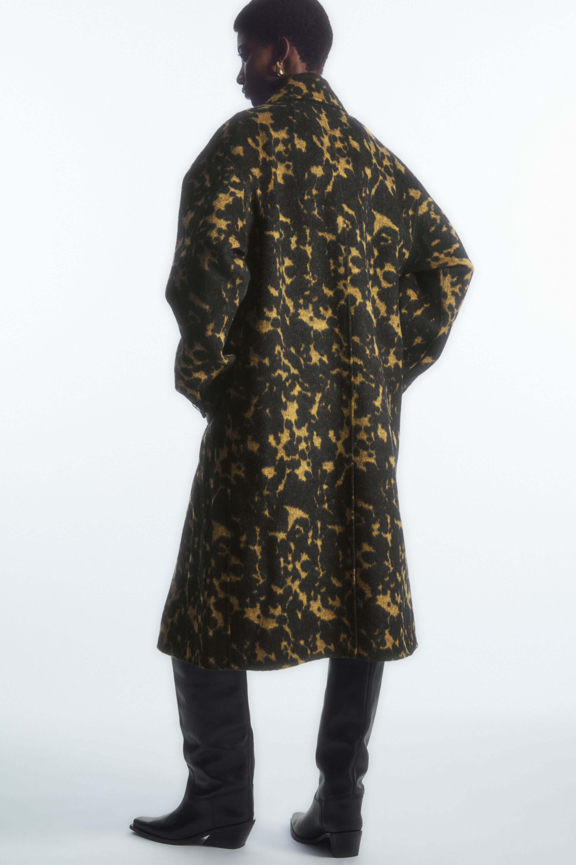 OVERSIZED TORTOISESHELL-PRINT WOOL COAT