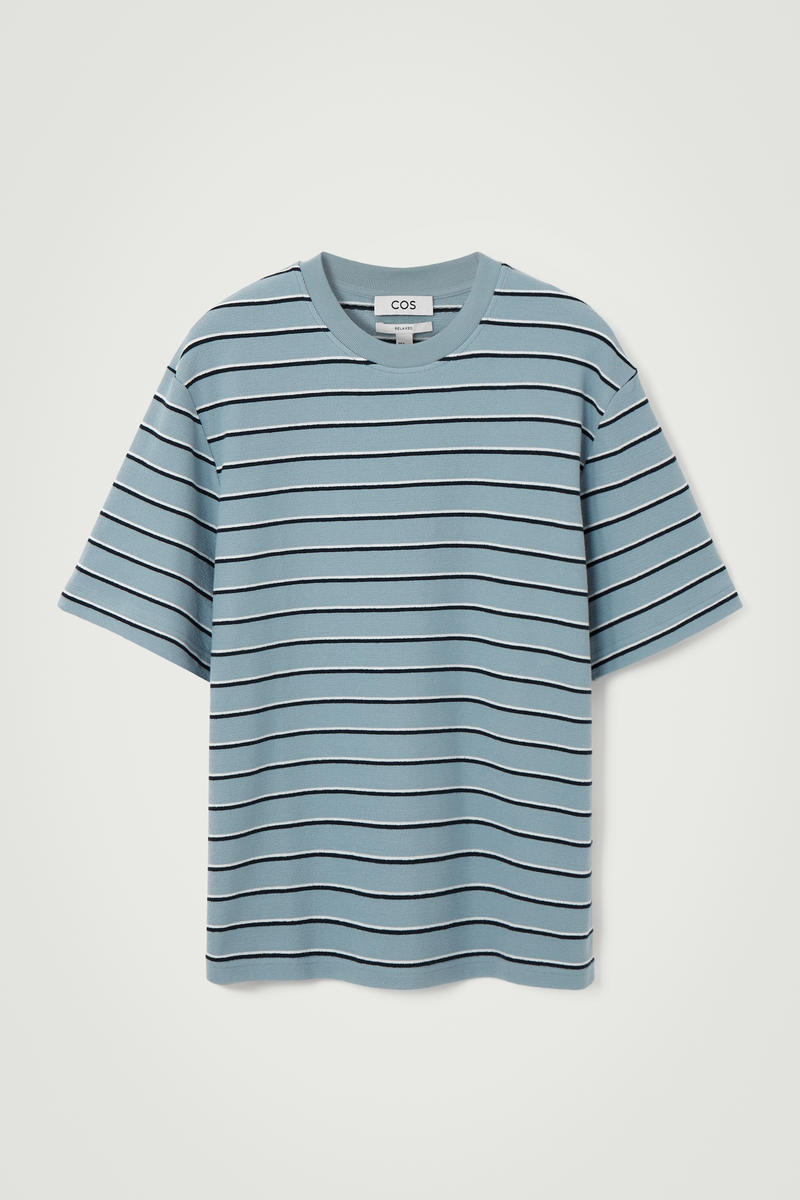 Striped Bouclé T-Shirt in Blue