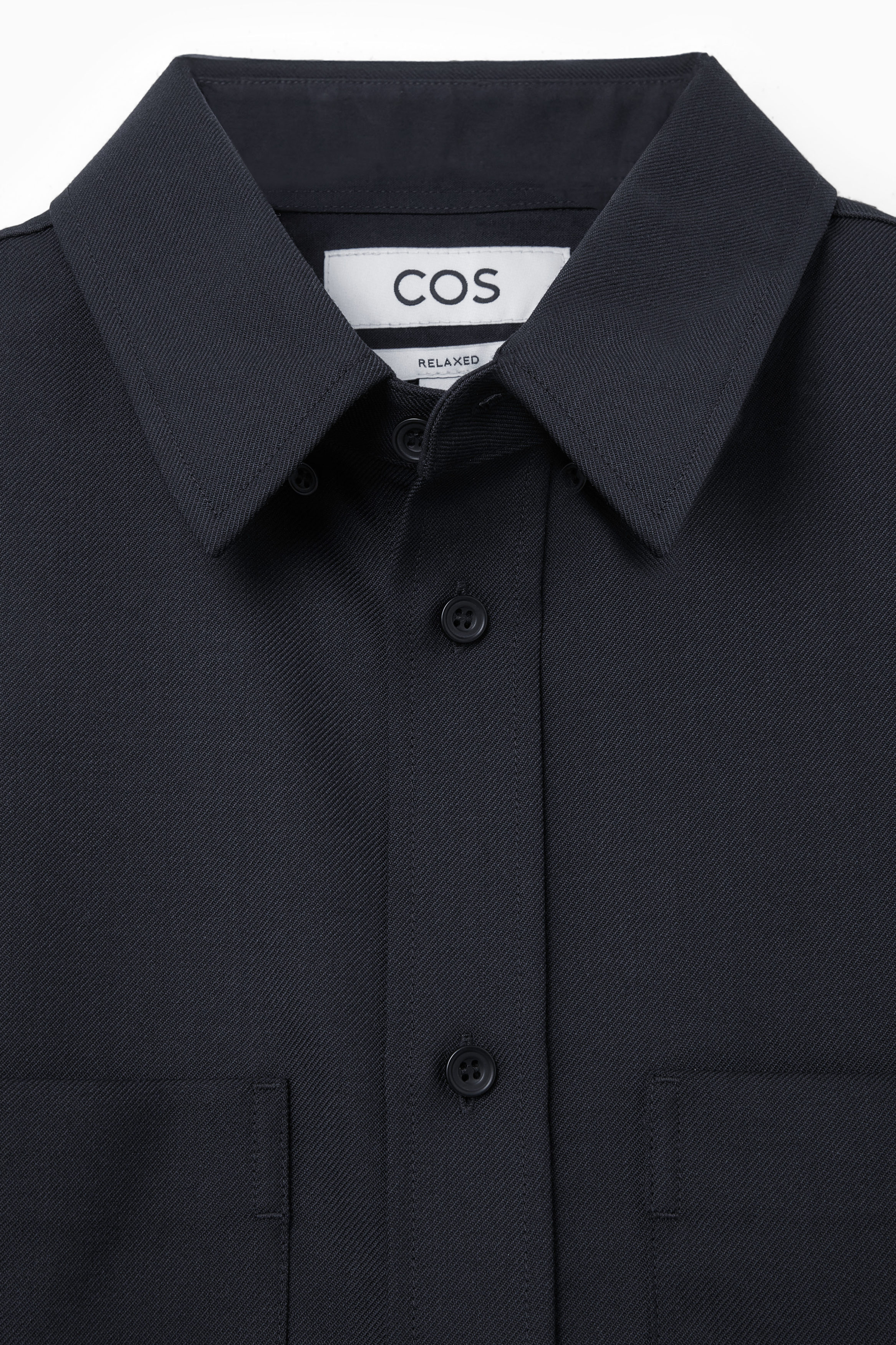 RELAXED WOOL-BLEND UTILITY SHIRT - NAVY