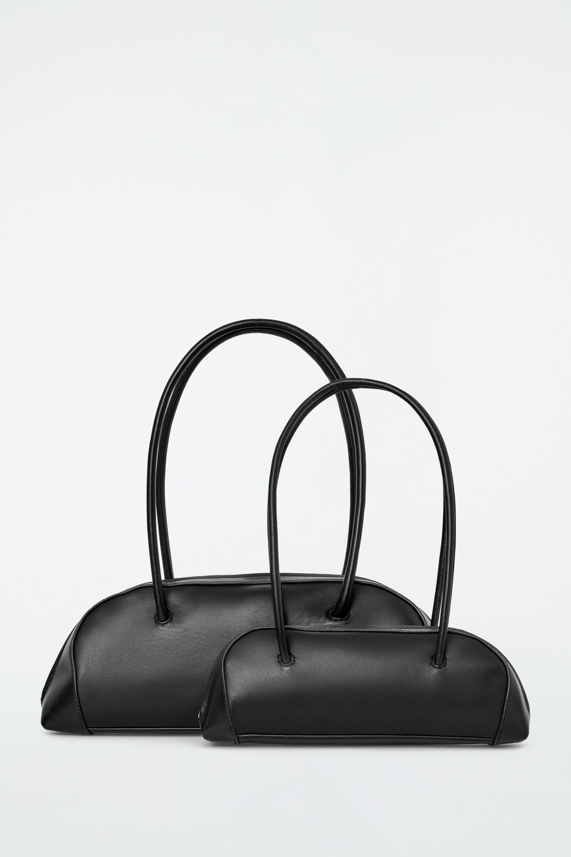 MUSINSA | LEMARD Crack Faux Leather Bowling Bag - Black