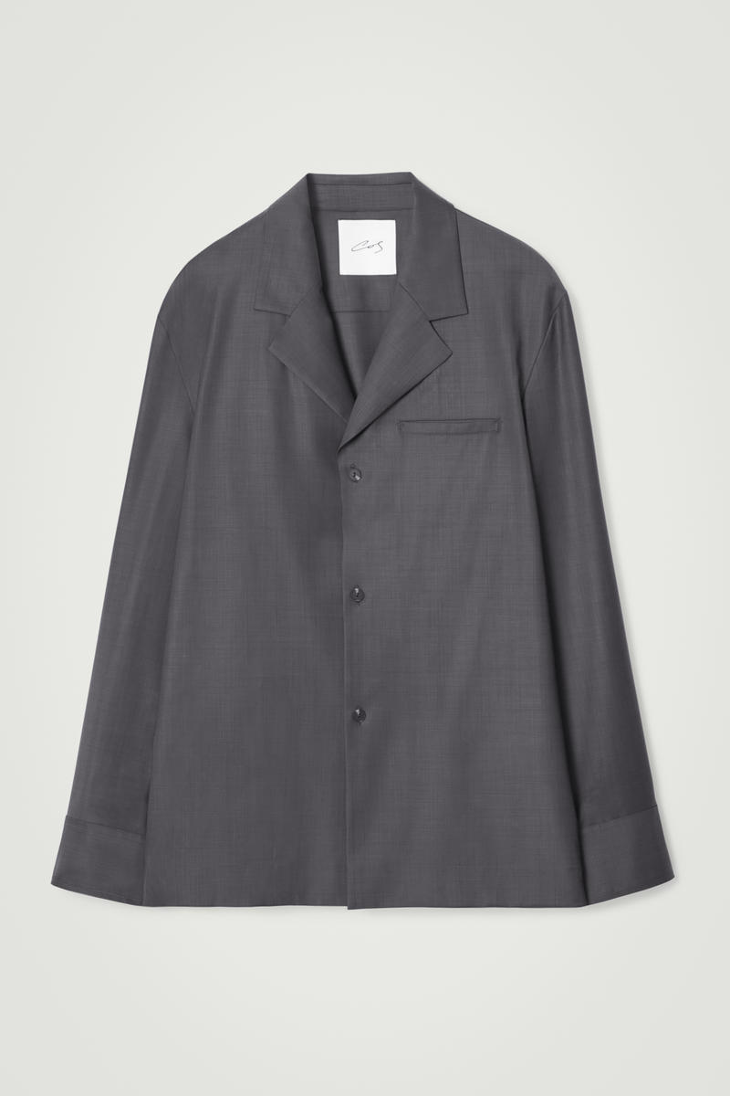 Shop Cos The Notch-lapel Shirt In Grey