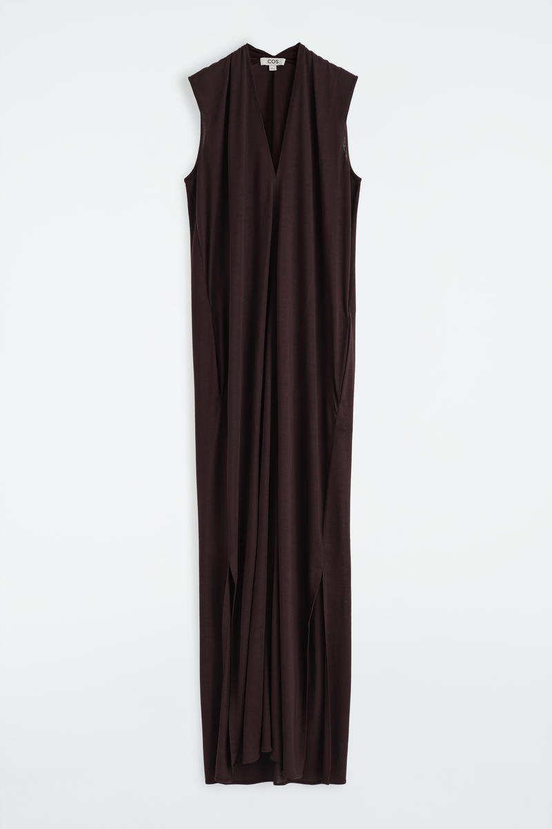 Draped V-Neck Maxi Dress